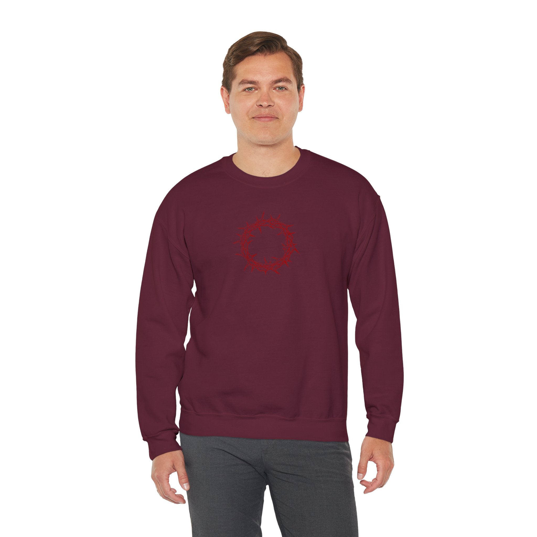 Crewneck Sweatshirt -- Christian Theme -- Crown of Thorns (Red)