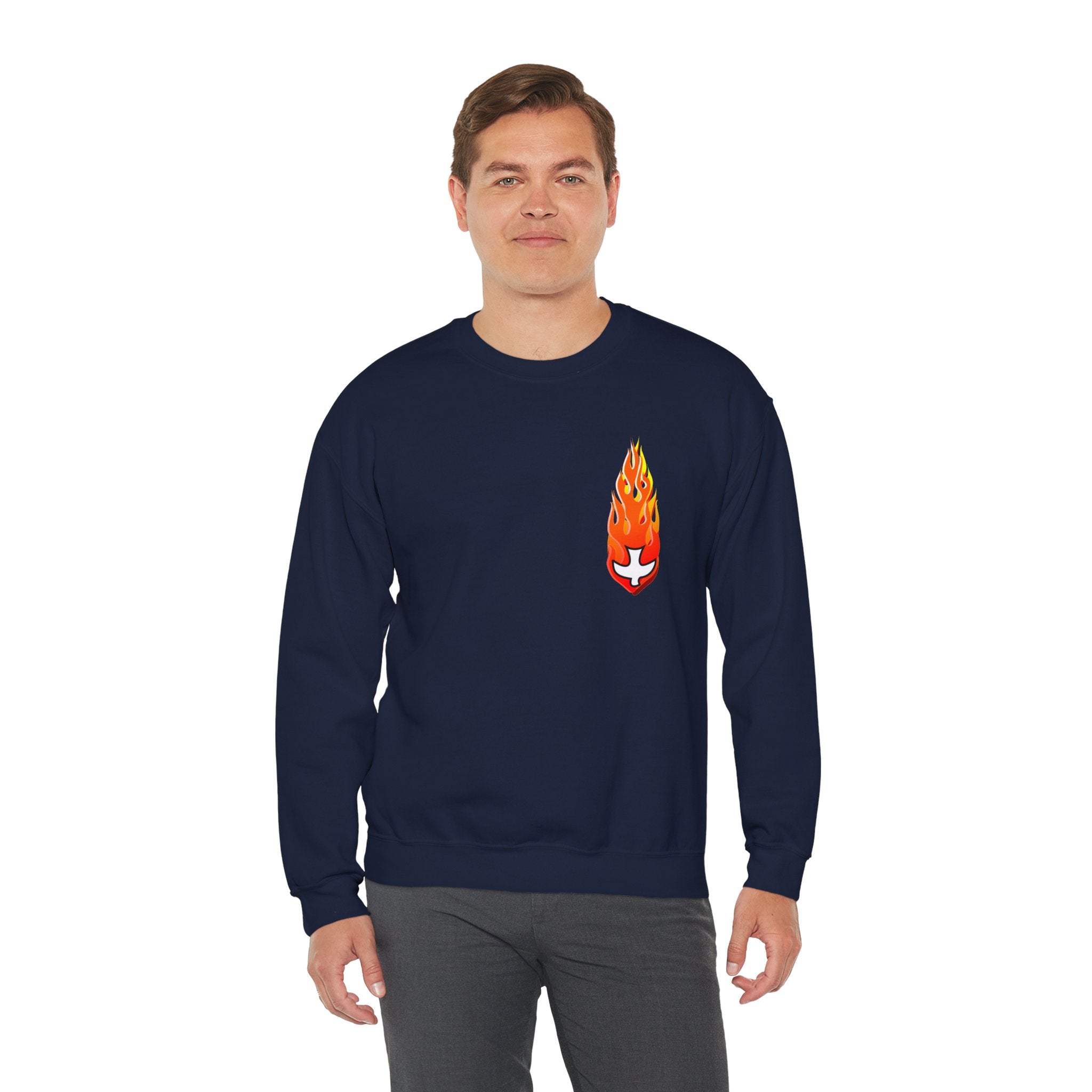 Crewneck Sweatshirt -- Christian Theme -- Holy Spirit Dove Flame