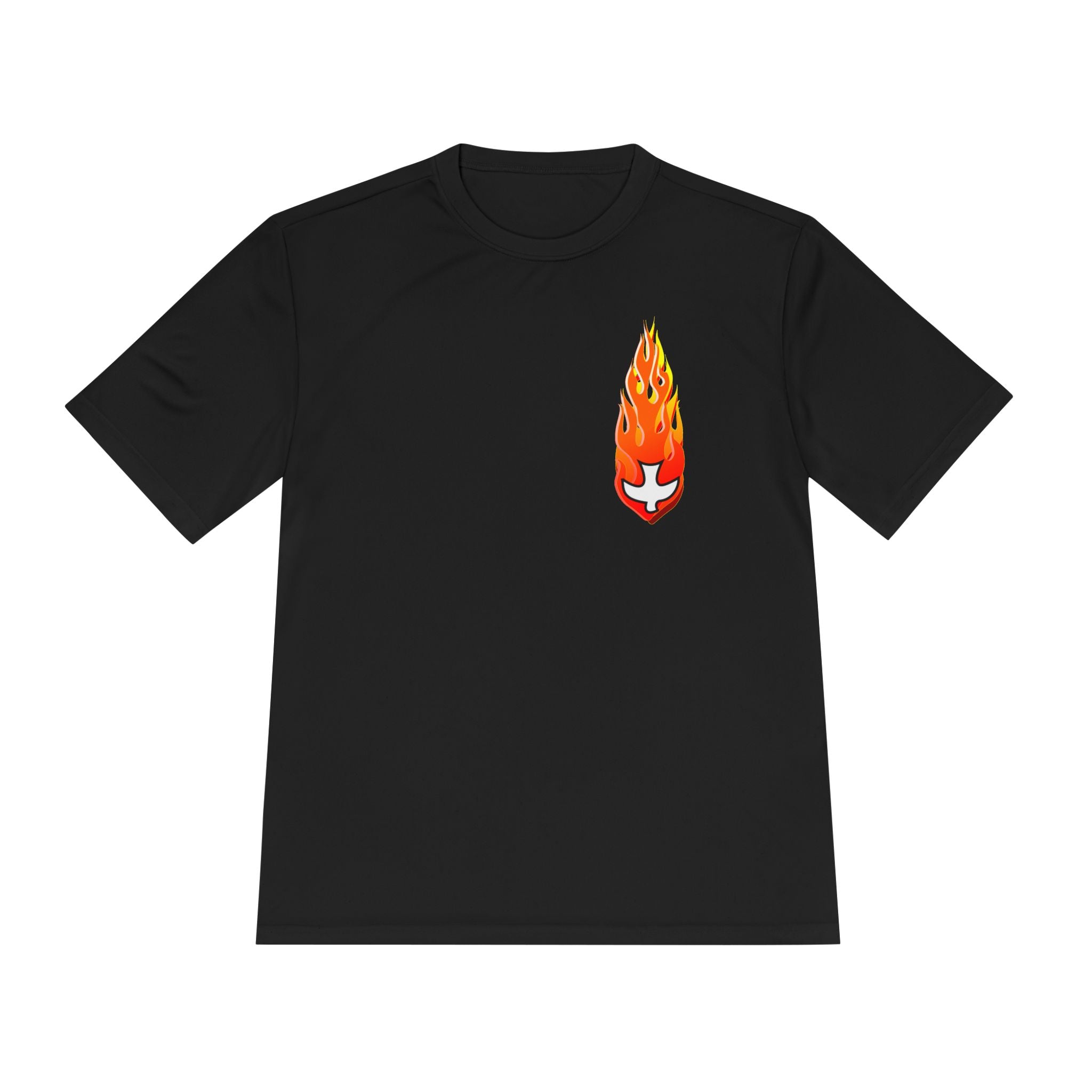 Performance Athletic T Shirt -- Christian Theme -- Holy Spirit Dove, Flame