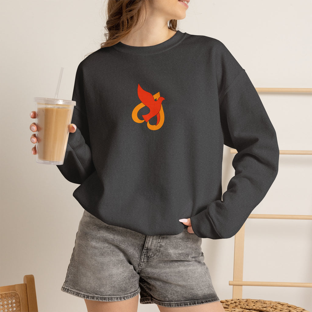 Crewneck Sweatshirt -- Christian Theme -- Holy Spirit Dove Heart Flame