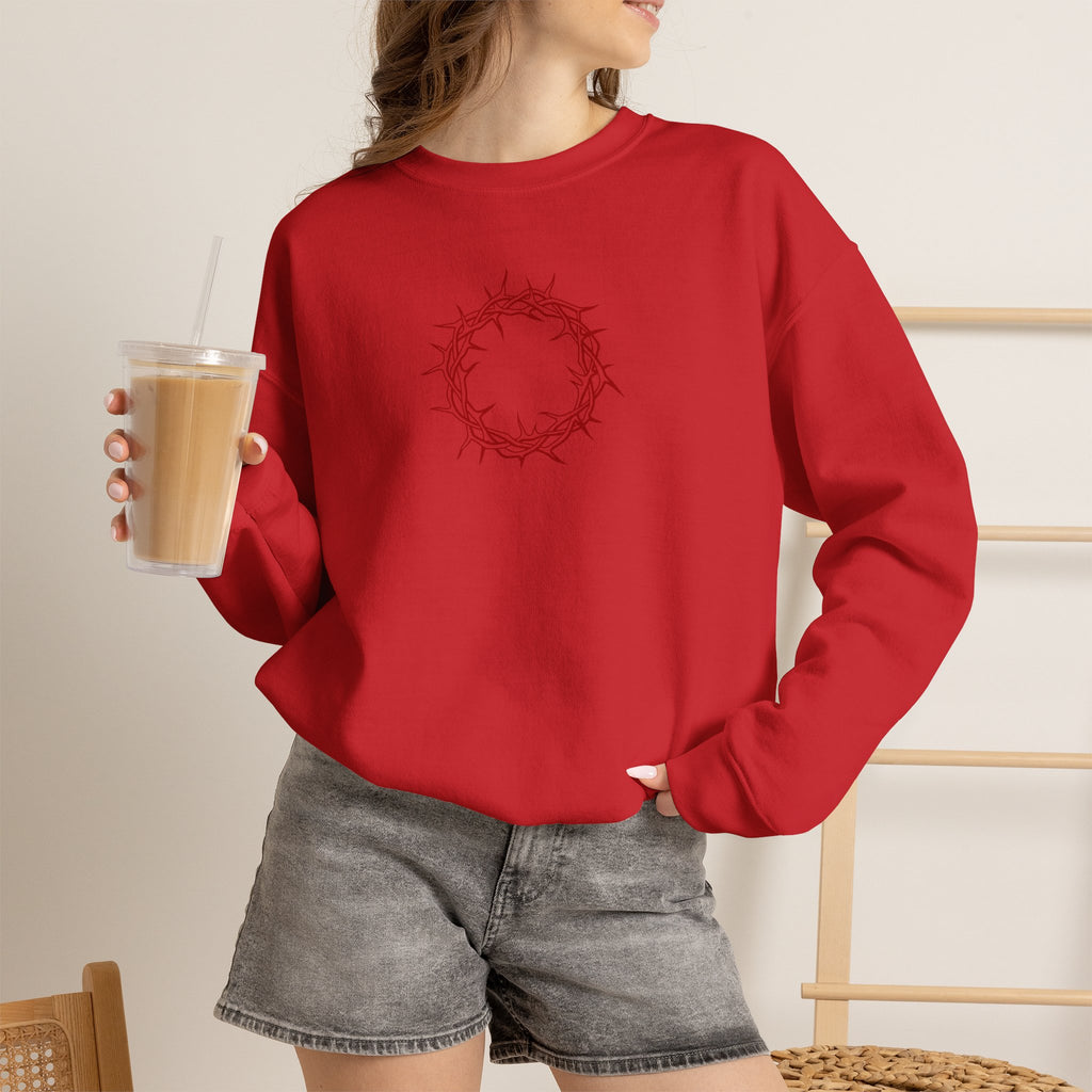 Crewneck Sweatshirt -- Christian Theme -- Crown of Thorns (Red)