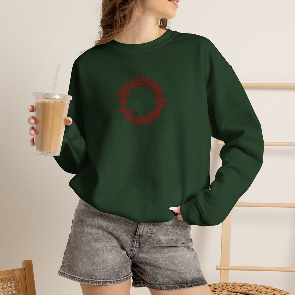 Crewneck Sweatshirt -- Christian Theme -- Crown of Thorns (Red)