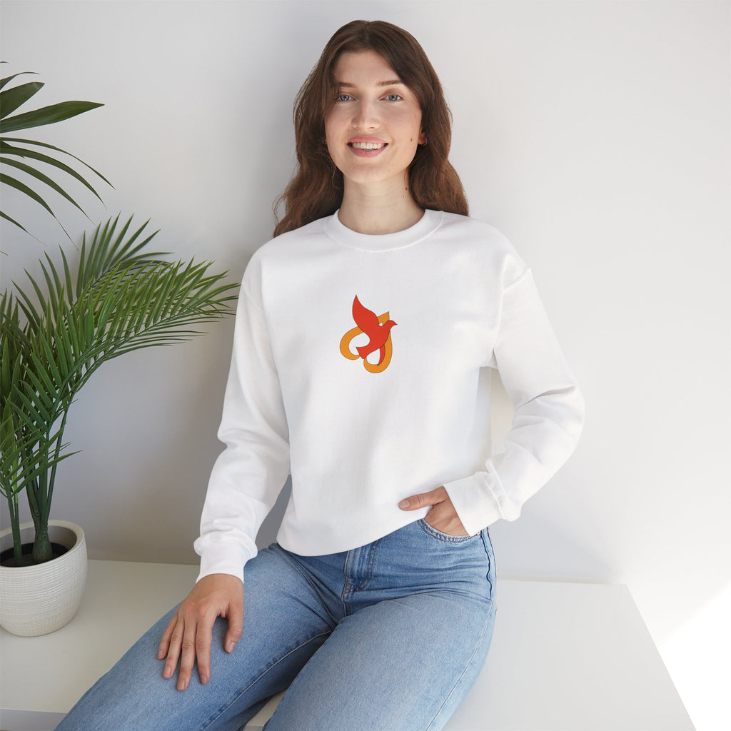 Crewneck Sweatshirt -- Christian Theme -- Holy Spirit Dove Heart Flame
