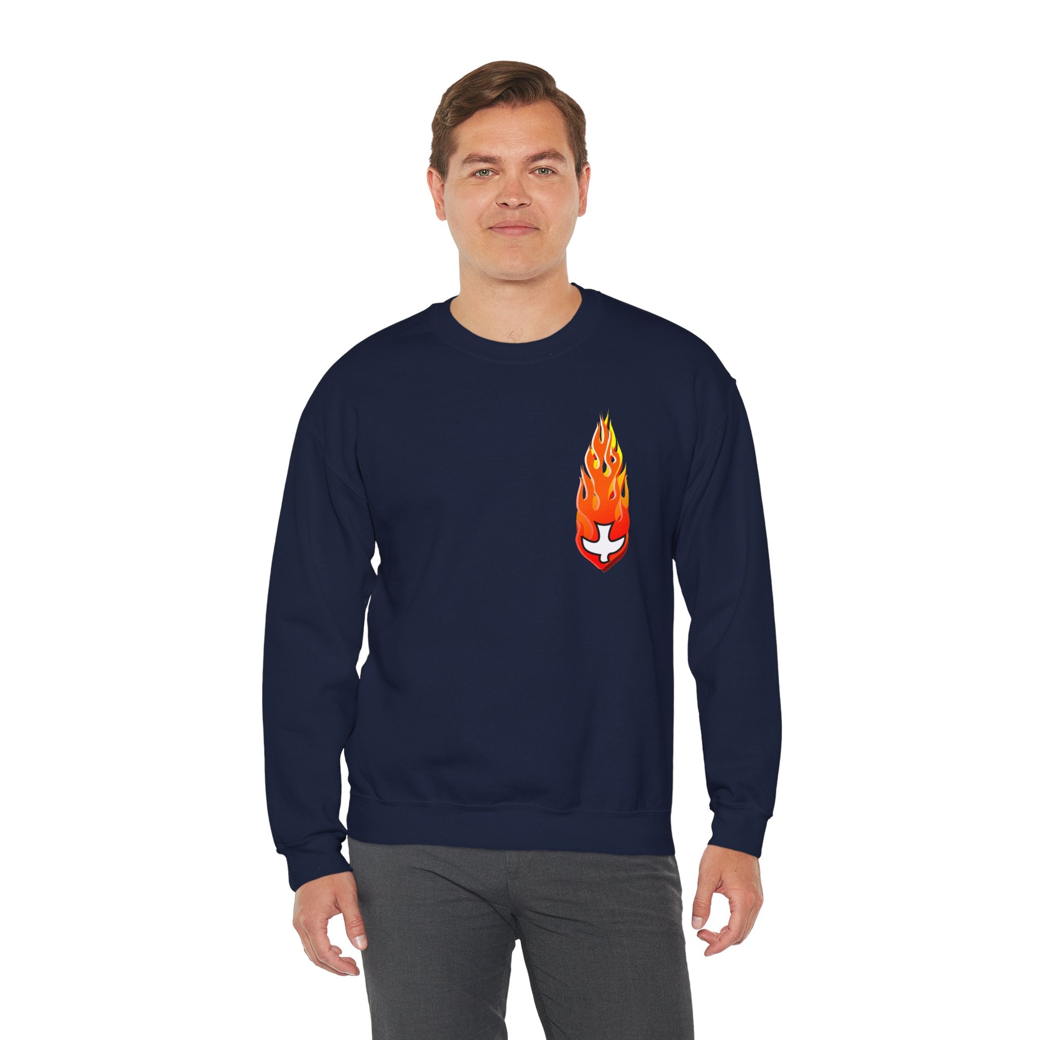 Crewneck Sweatshirt -- Christian Theme -- Holy Spirit Dove Flame