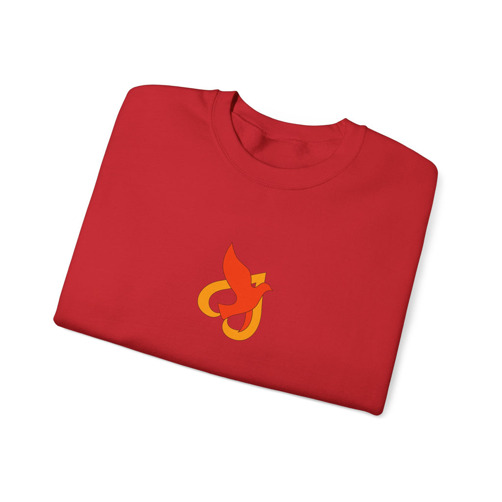 Crewneck Sweatshirt -- Christian Theme -- Holy Spirit Dove Heart Flame