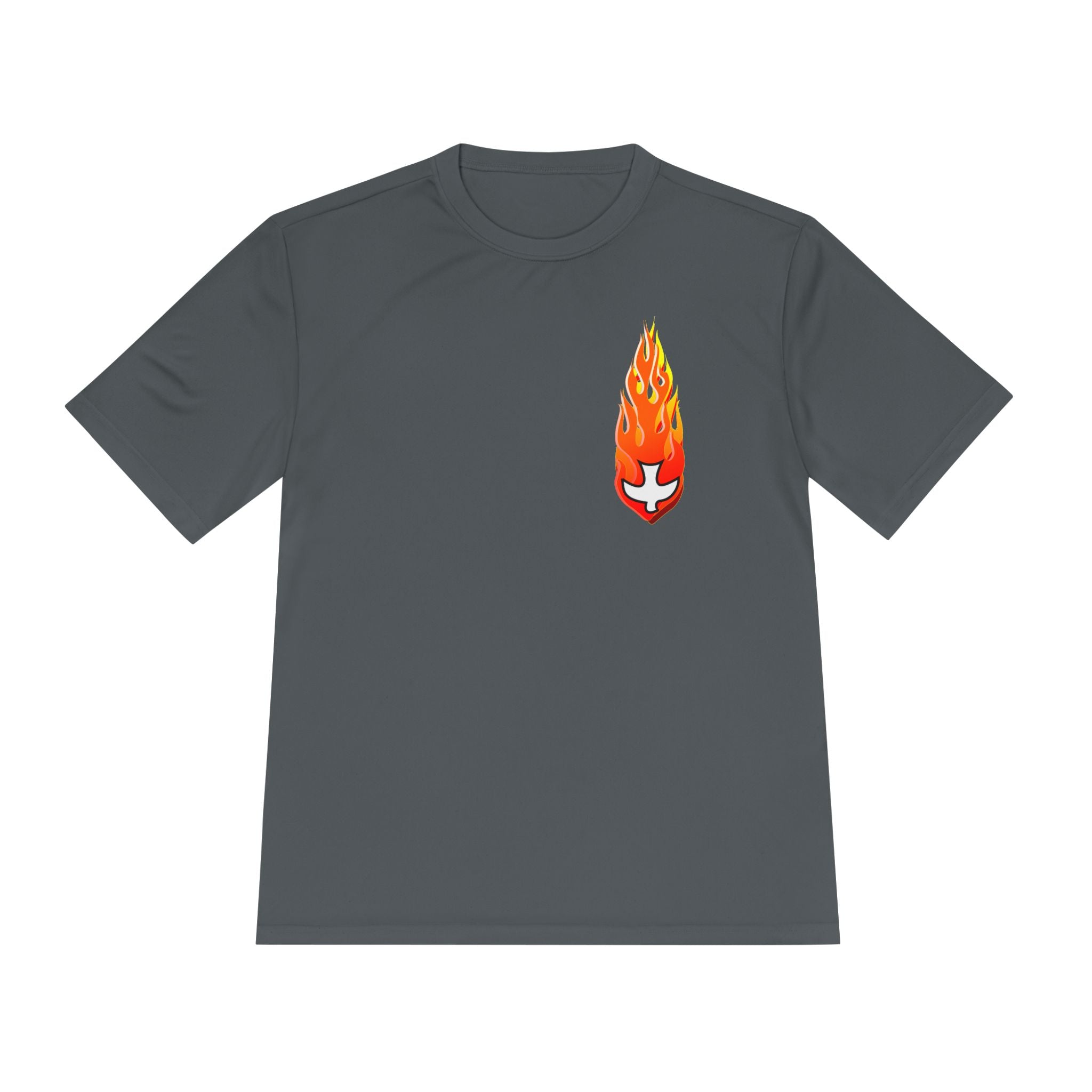 Performance Athletic T Shirt -- Christian Theme -- Holy Spirit Dove, Flame