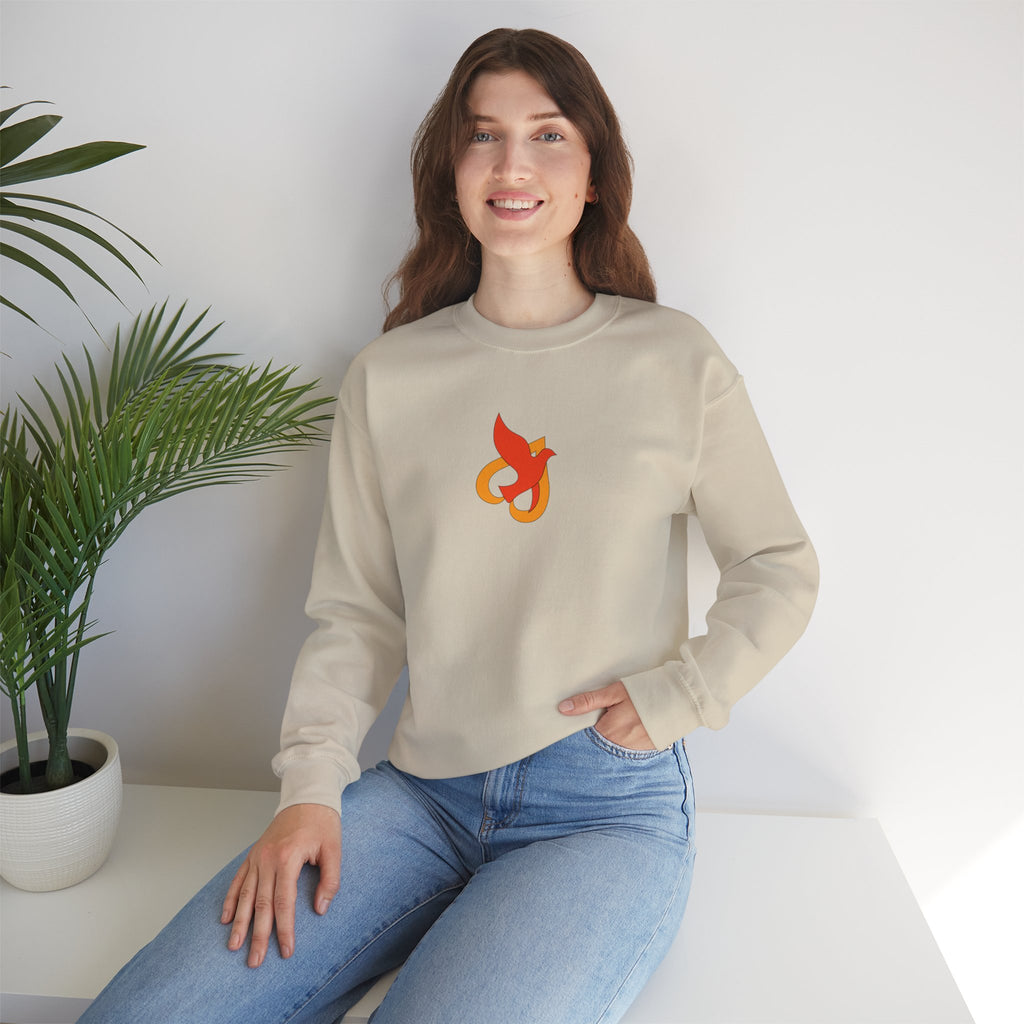 Crewneck Sweatshirt -- Christian Theme -- Holy Spirit Dove Heart Flame