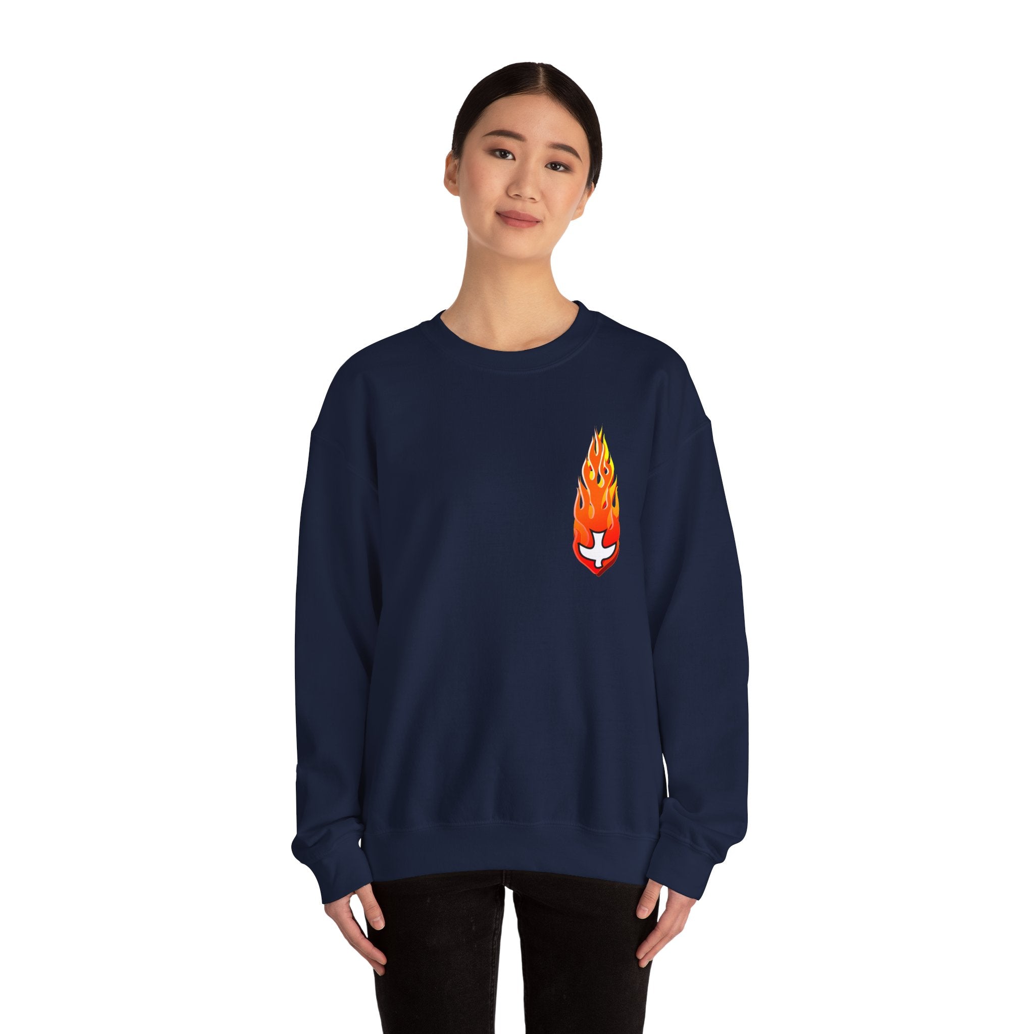 Crewneck Sweatshirt -- Christian Theme -- Holy Spirit Dove Flame