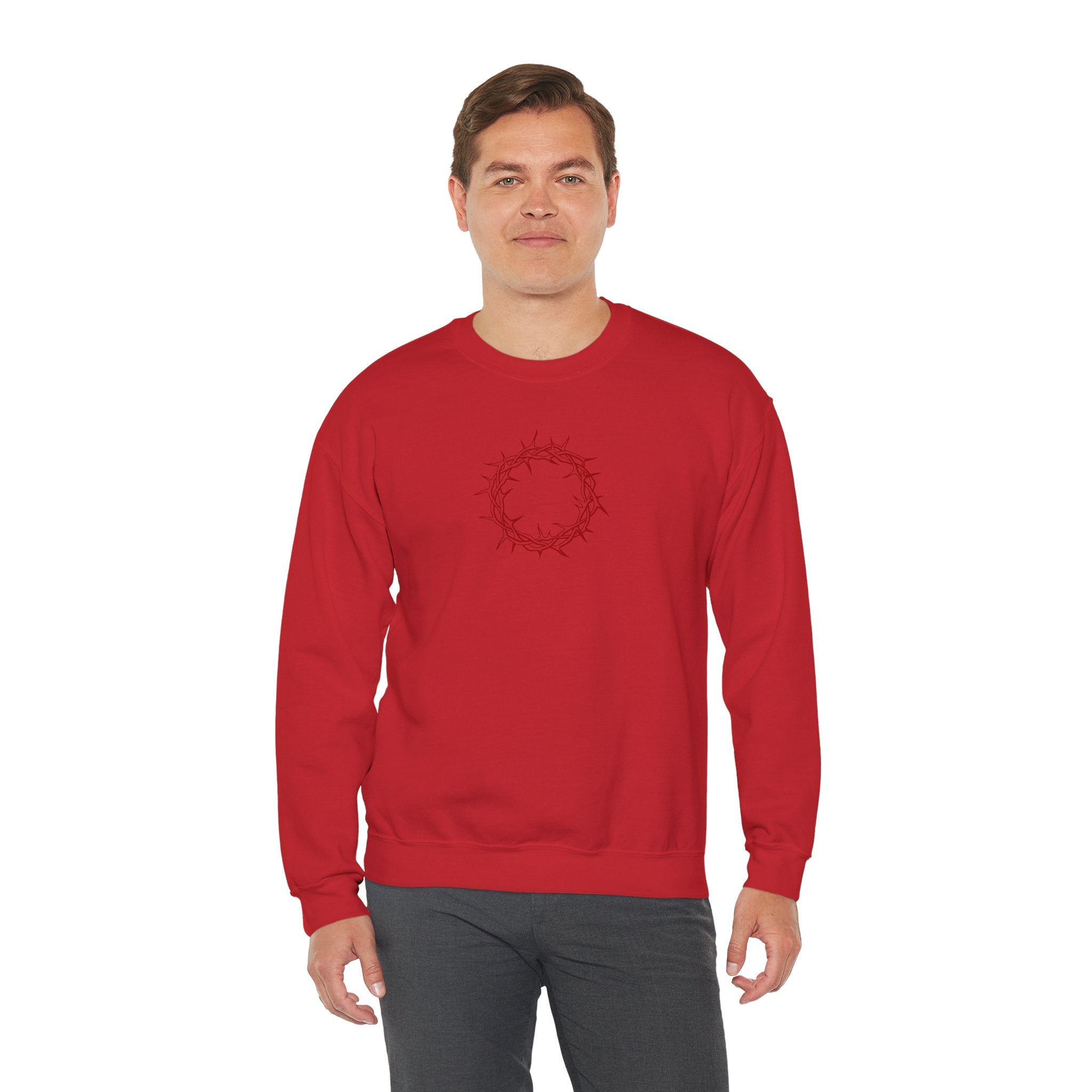 Crewneck Sweatshirt -- Christian Theme -- Crown of Thorns (Red)
