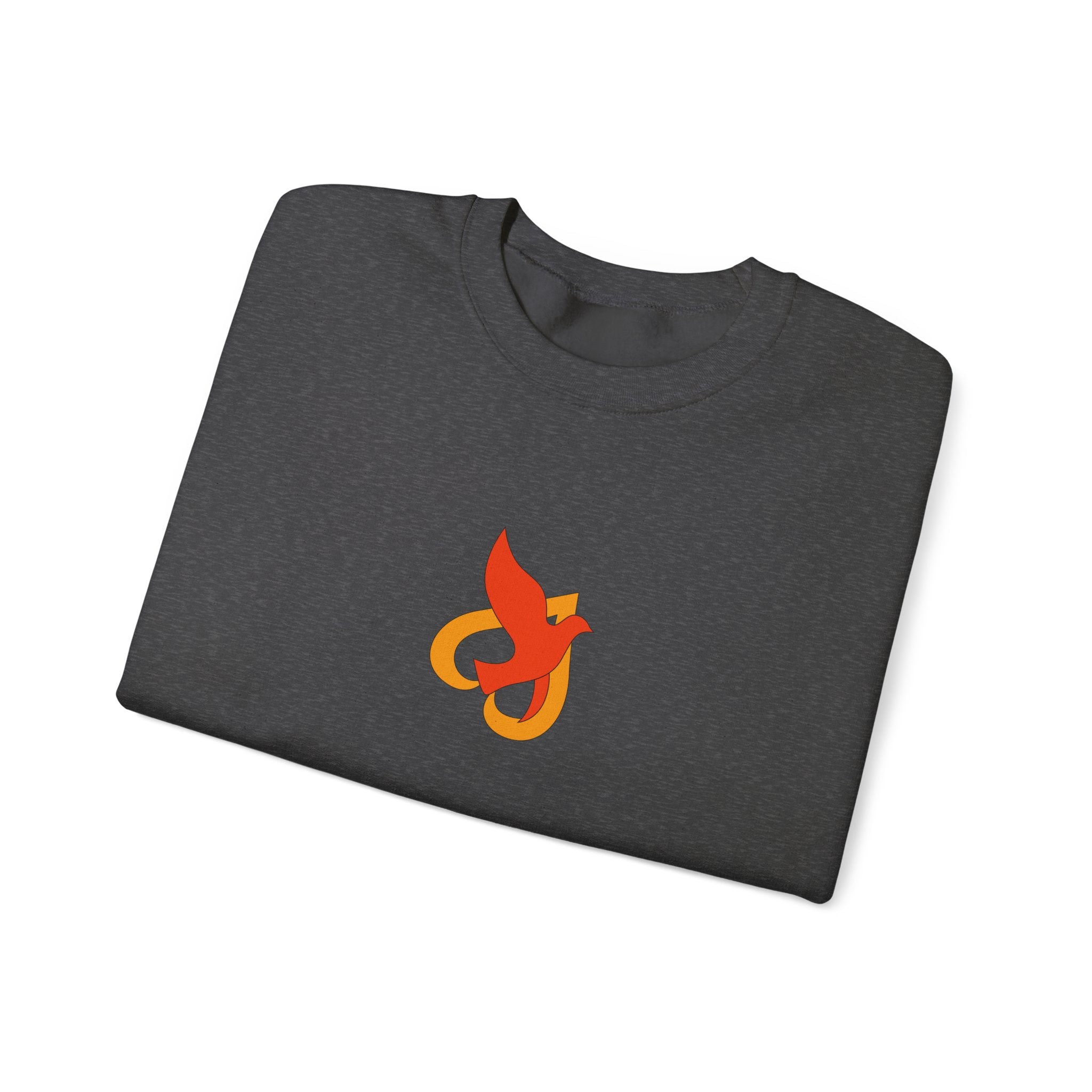 Crewneck Sweatshirt -- Christian Theme -- Holy Spirit Dove Heart Flame