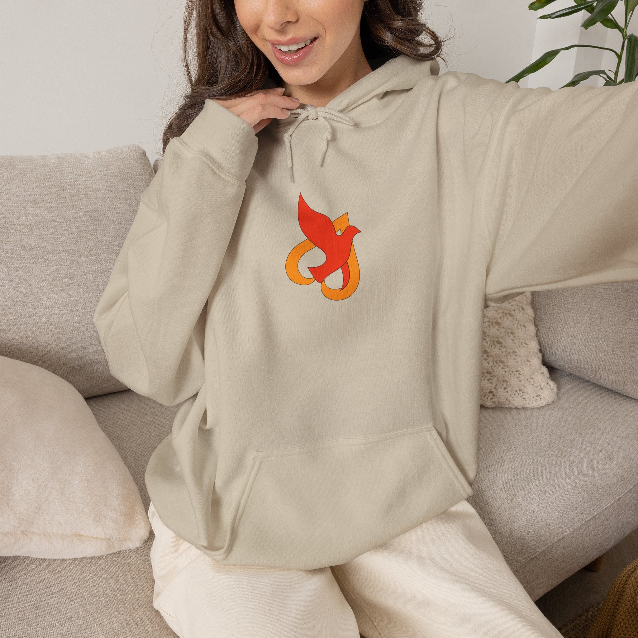 Hoodie -- Christian Theme -- Holy Spirit Dove Heart Flame