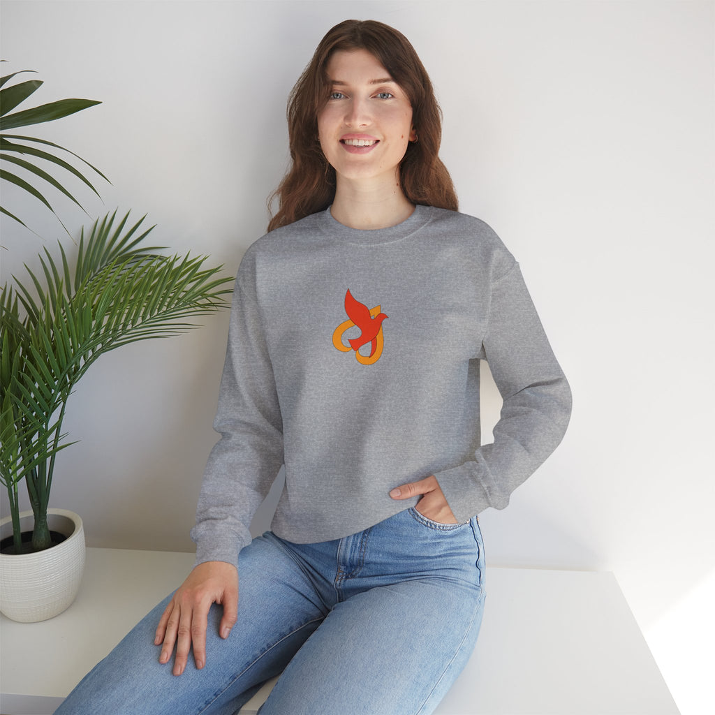 Crewneck Sweatshirt -- Christian Theme -- Holy Spirit Dove Heart Flame