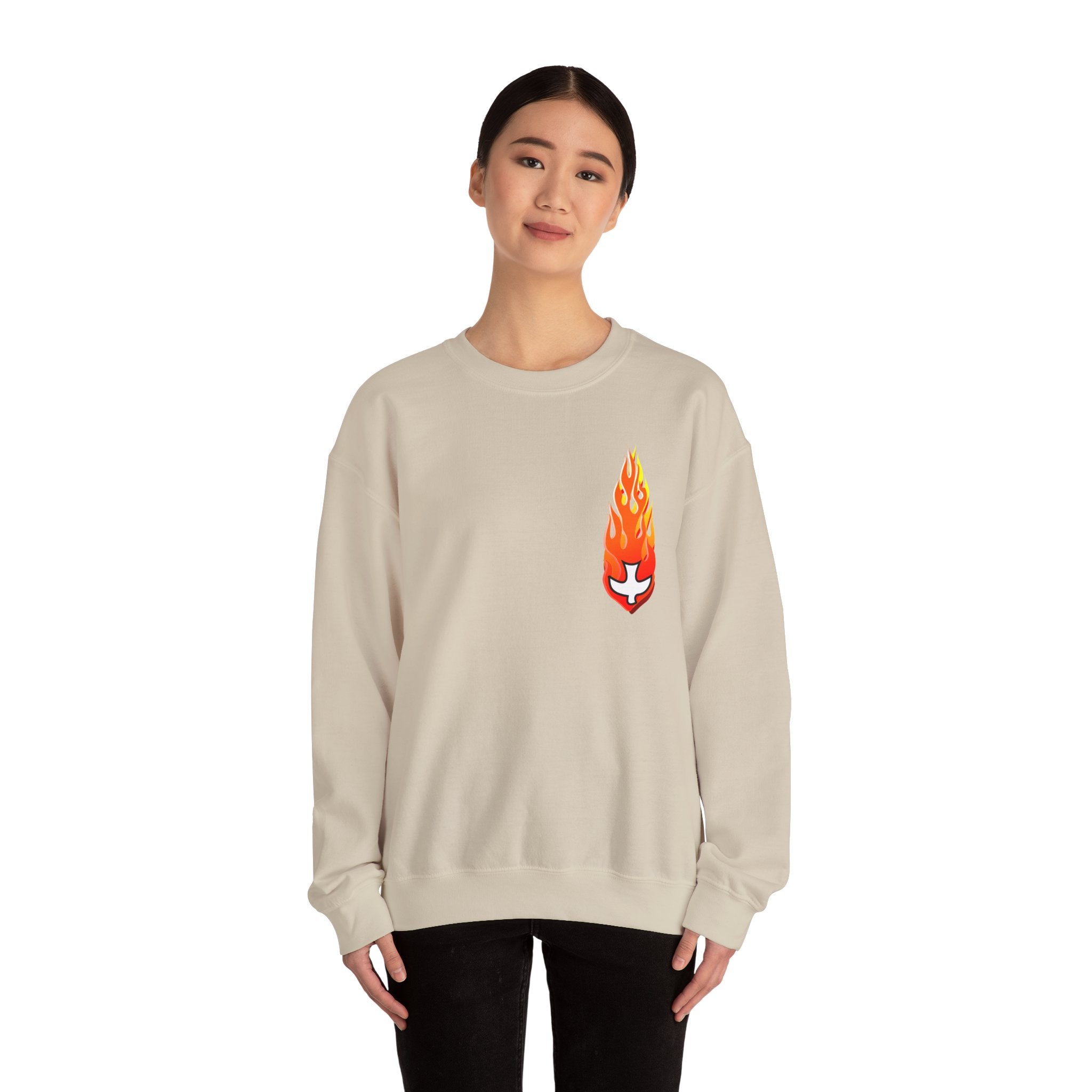 Crewneck Sweatshirt -- Christian Theme -- Holy Spirit Dove Flame