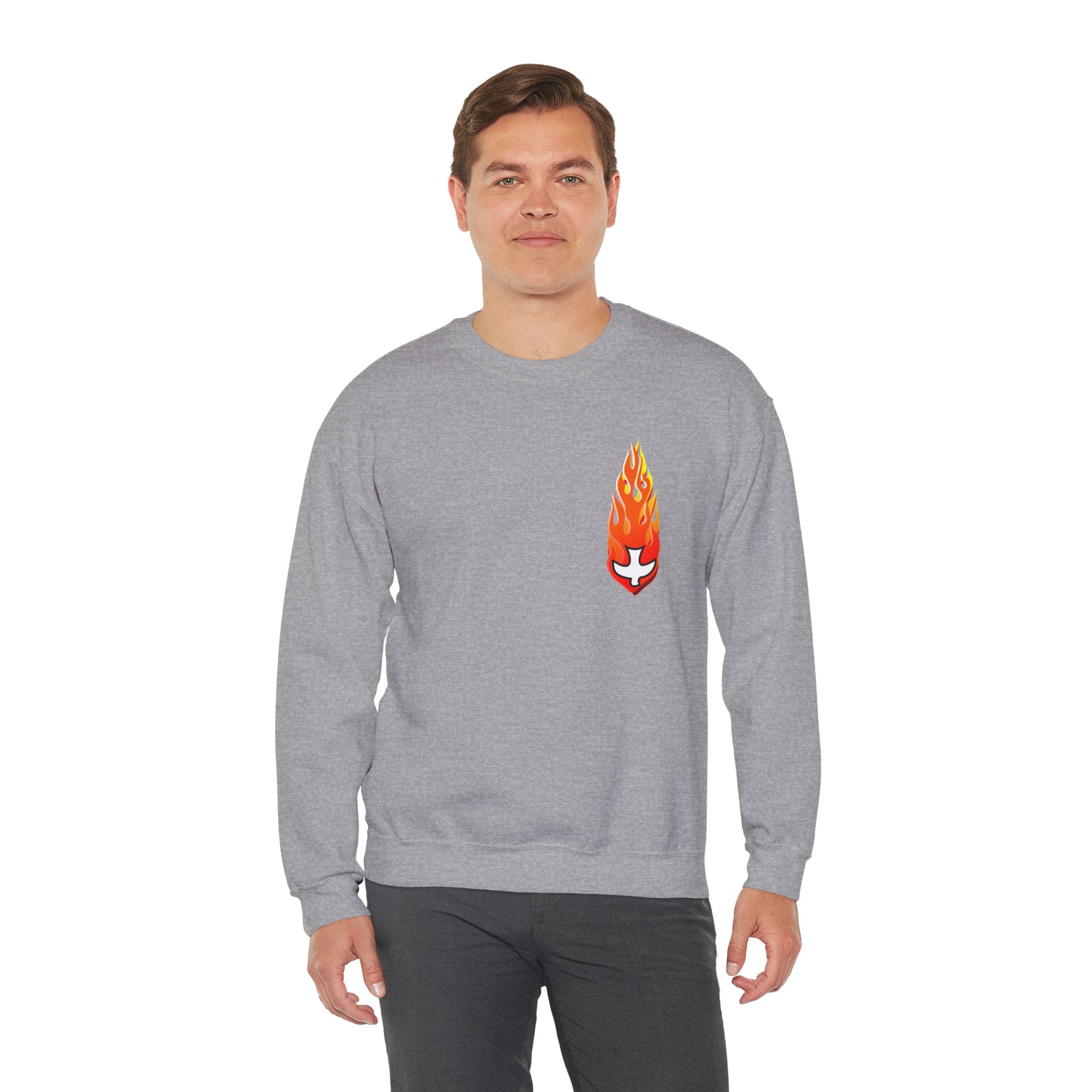 Crewneck Sweatshirt -- Christian Theme -- Holy Spirit Dove Flame