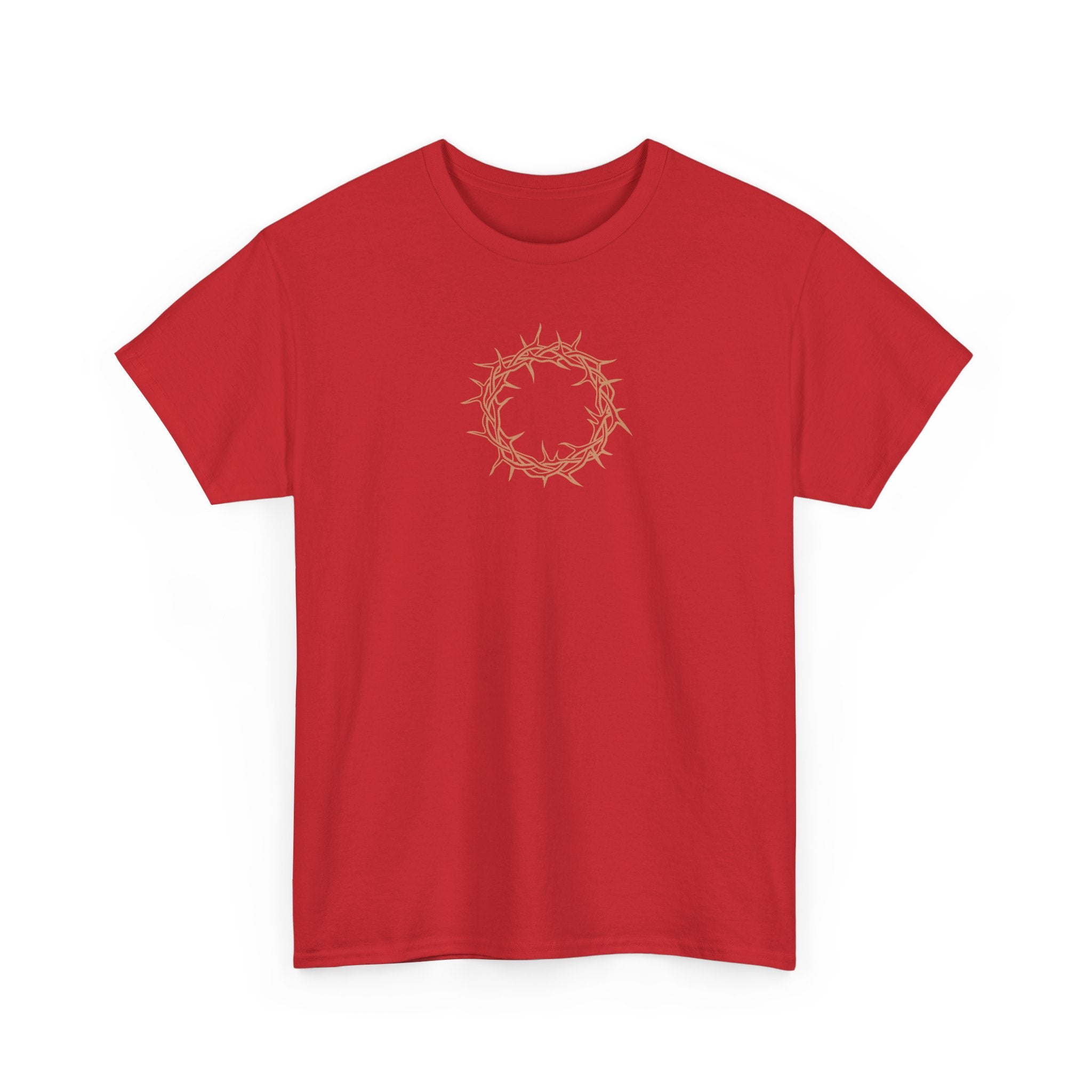 Heavy Cotton T-Shirt -- Christian Theme -- Crown of Thorns (Light Red)
