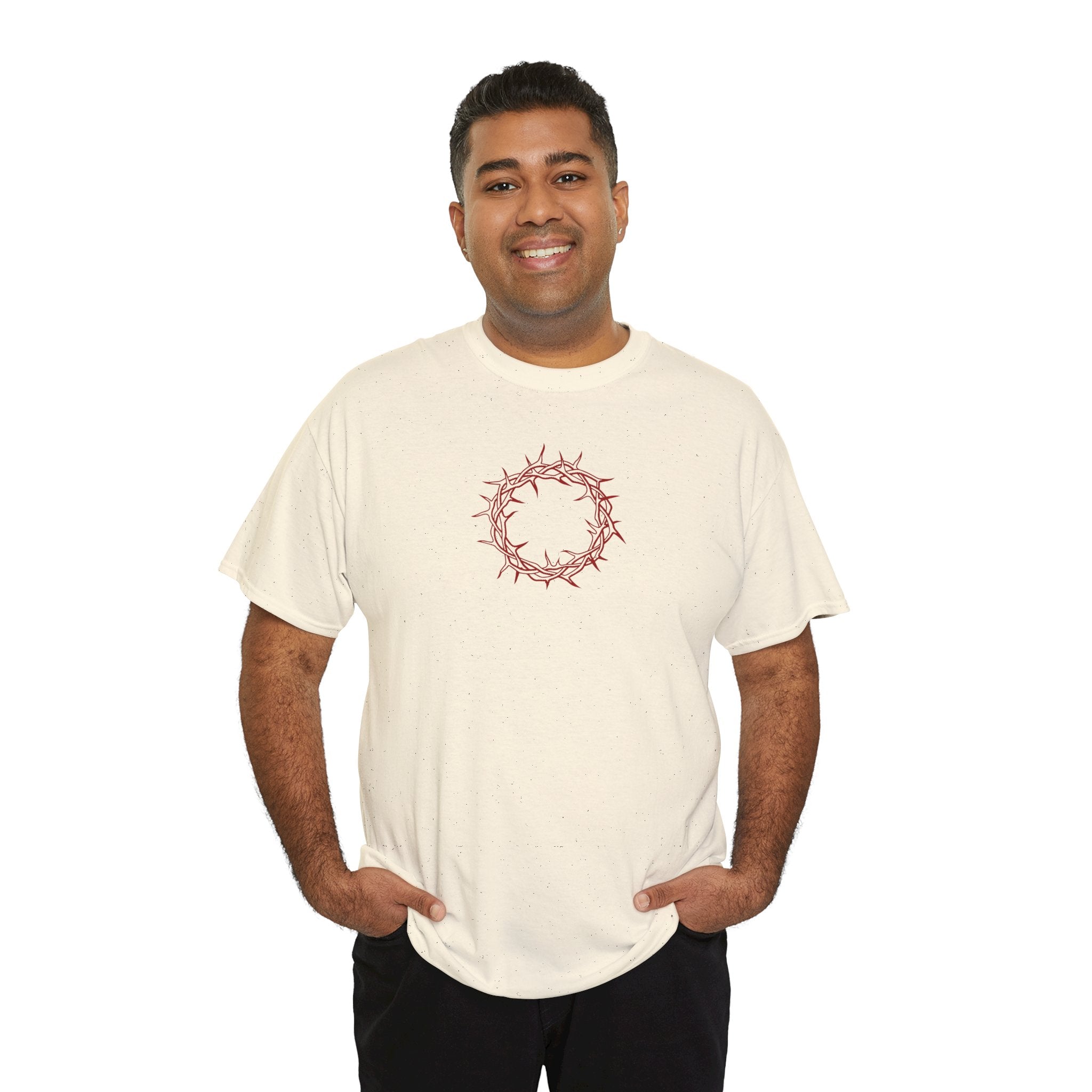 Heavy Cotton T-Shirt -- Christian Theme -- Crown of Thorns (Red)