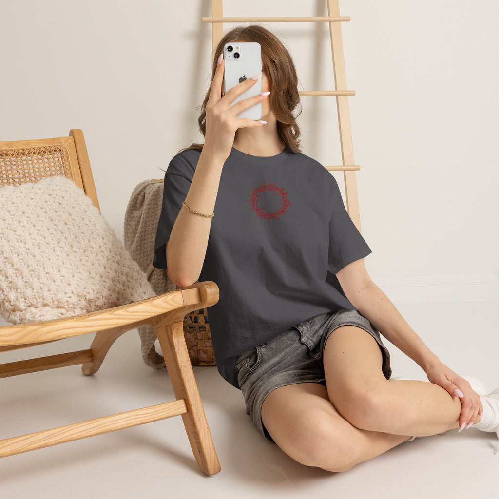 Heavy Cotton T-Shirt -- Christian Theme -- Crown of Thorns (Red)