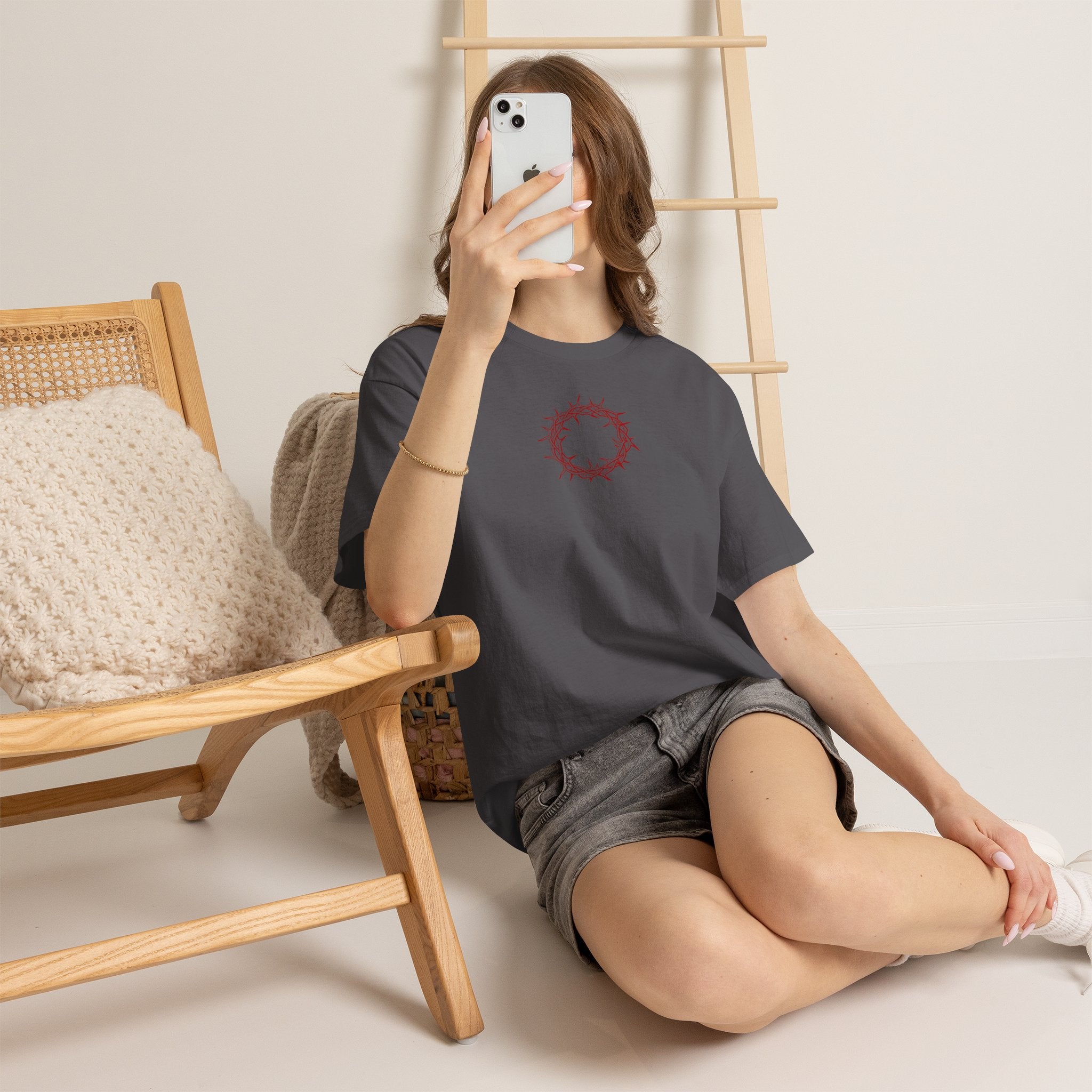 Heavy Cotton T-Shirt -- Christian Theme -- Crown of Thorns (Red)
