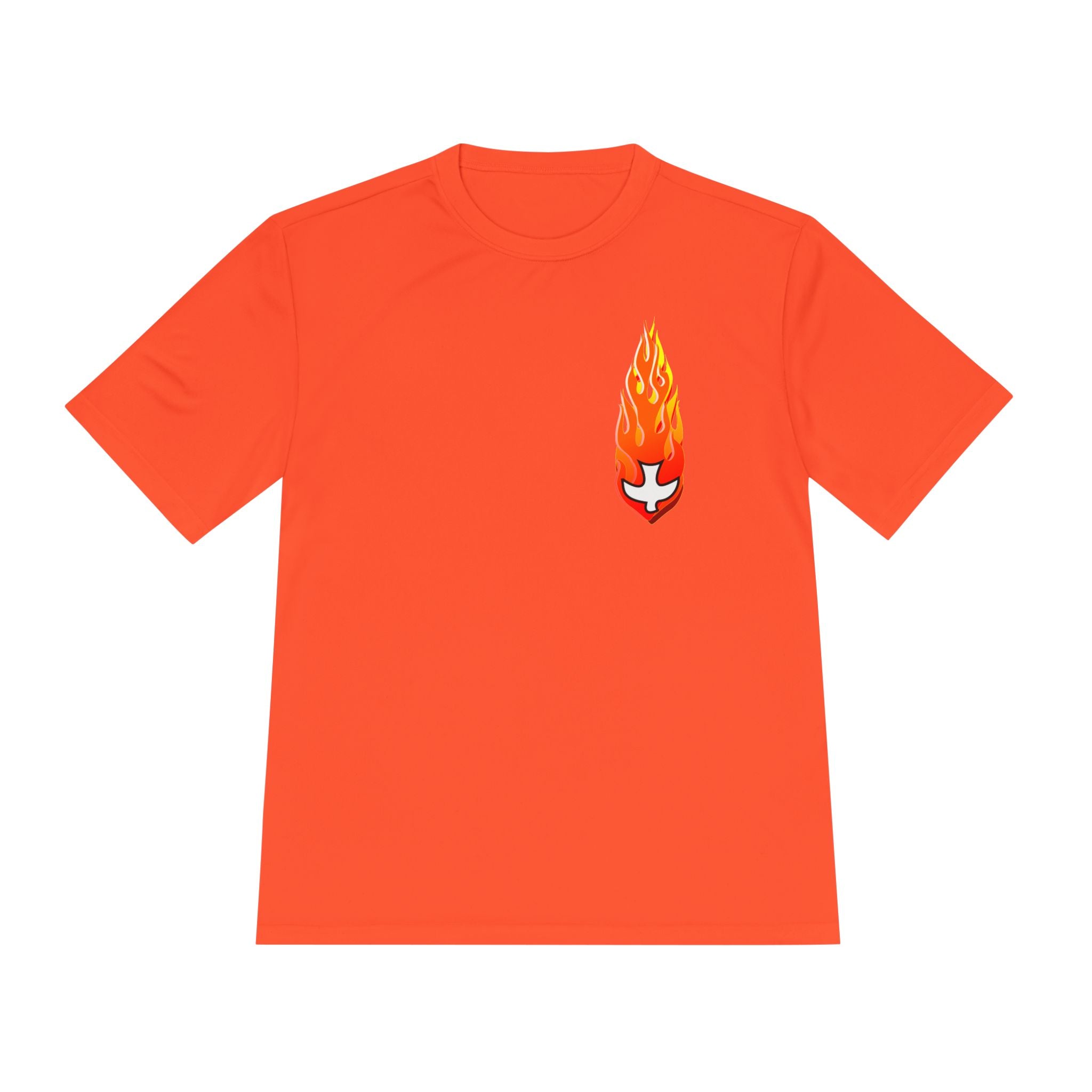 Performance Athletic T Shirt -- Christian Theme -- Holy Spirit Dove, Flame