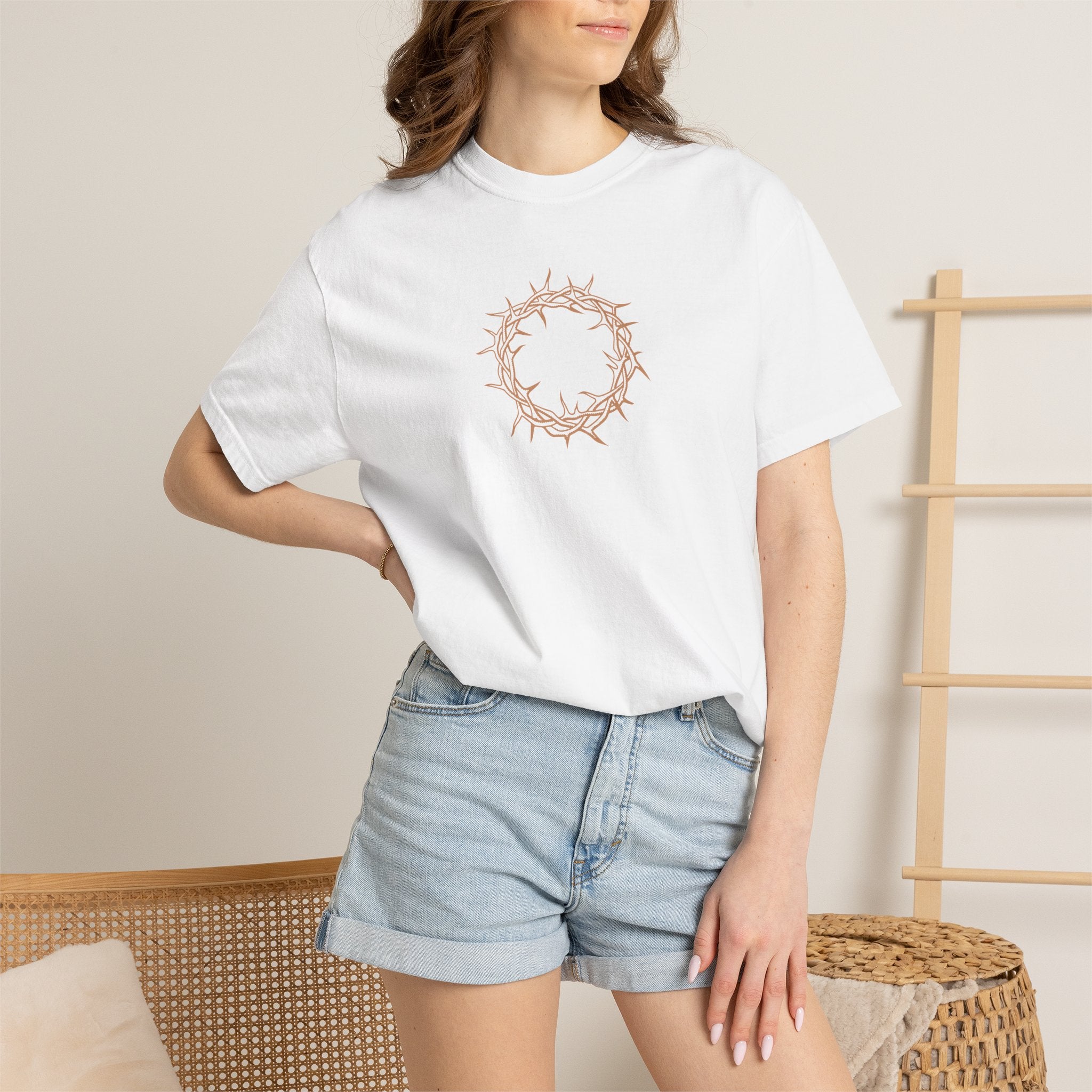 Relaxed T-Shirt -- Christian Theme -- Crown of Thorns (Light Red)