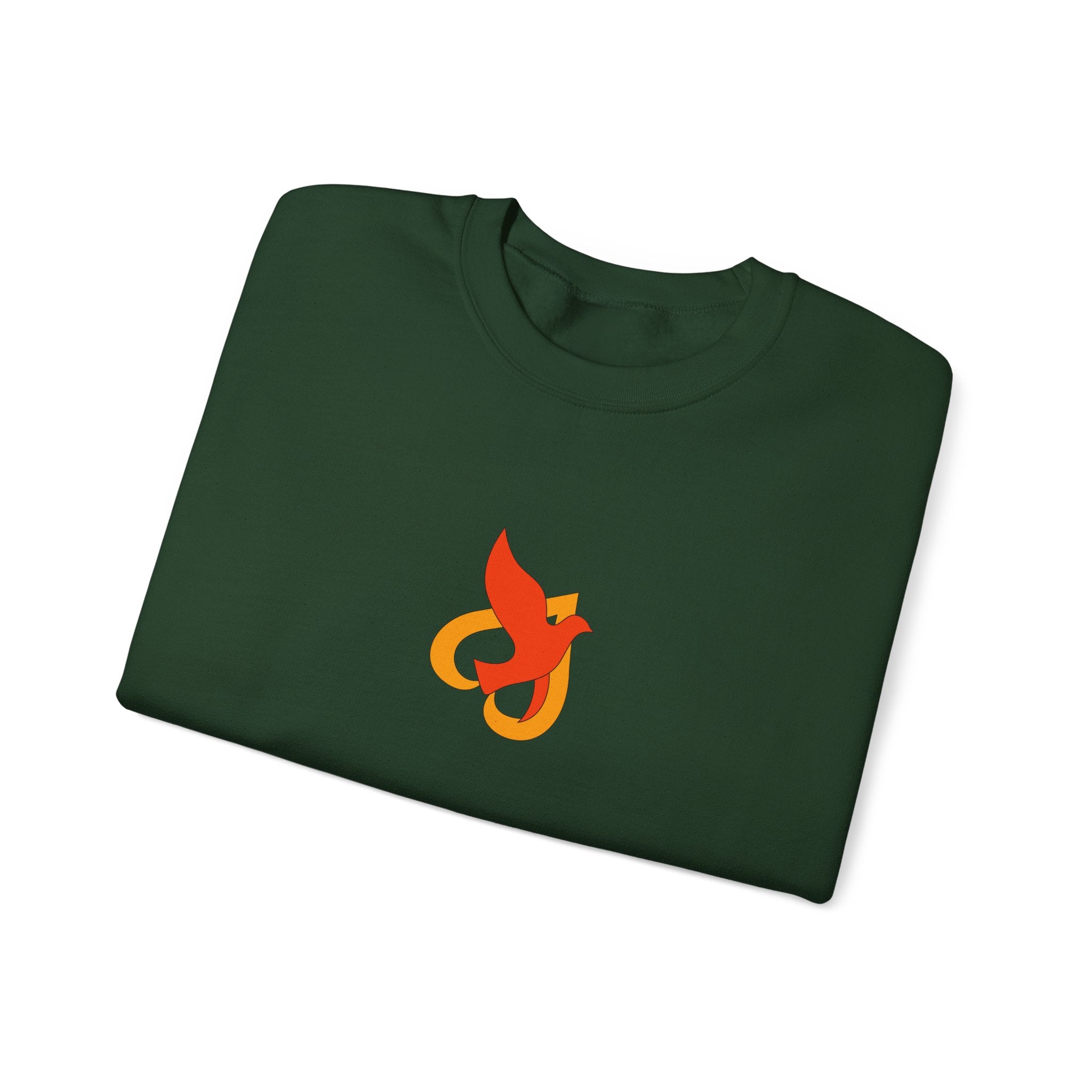 Crewneck Sweatshirt -- Christian Theme -- Holy Spirit Dove Heart Flame