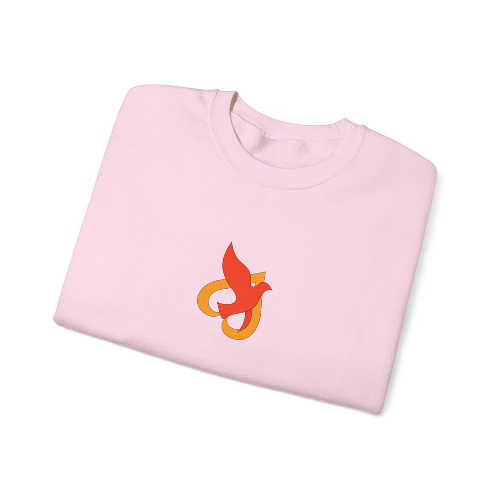 Crewneck Sweatshirt -- Christian Theme -- Holy Spirit Dove Heart Flame