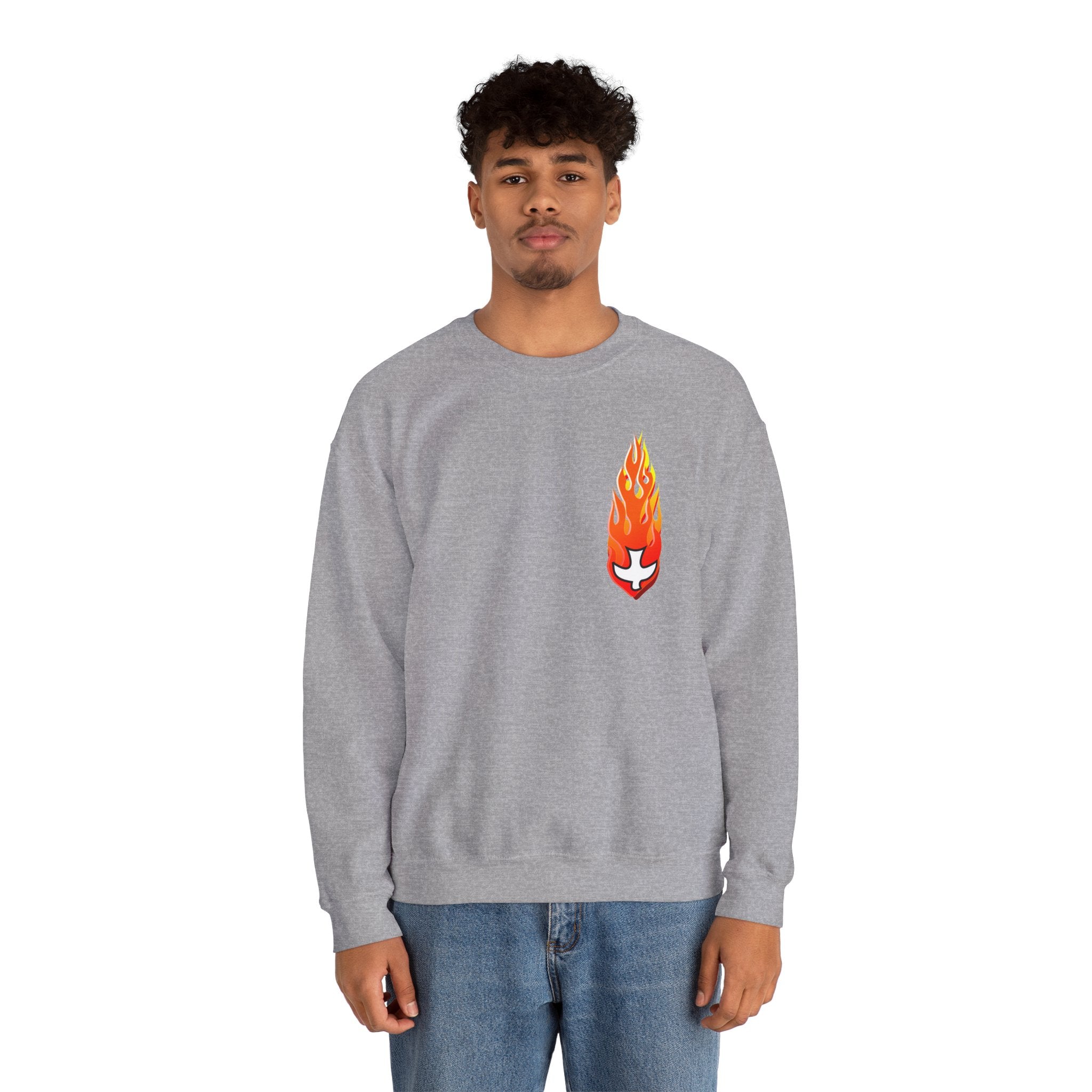 Crewneck Sweatshirt -- Christian Theme -- Holy Spirit Dove Flame