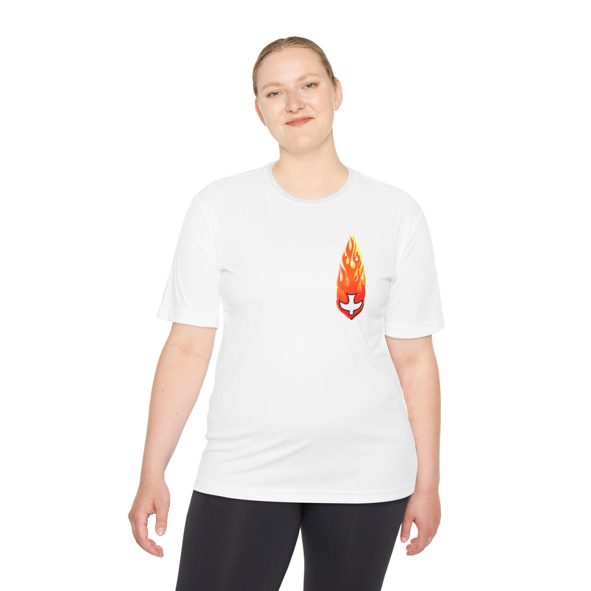 Performance Athletic T Shirt -- Christian Theme -- Holy Spirit Dove, Flame