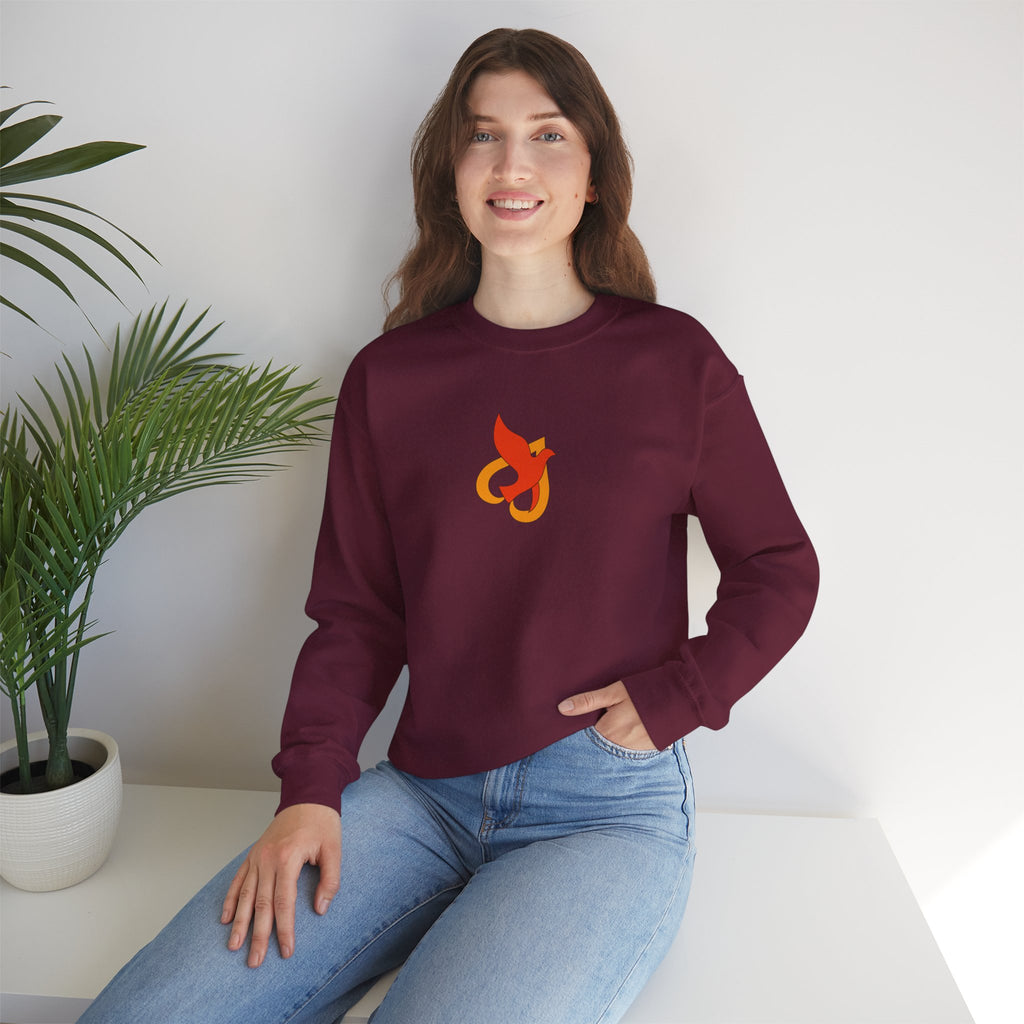 Crewneck Sweatshirt -- Christian Theme -- Holy Spirit Dove Heart Flame