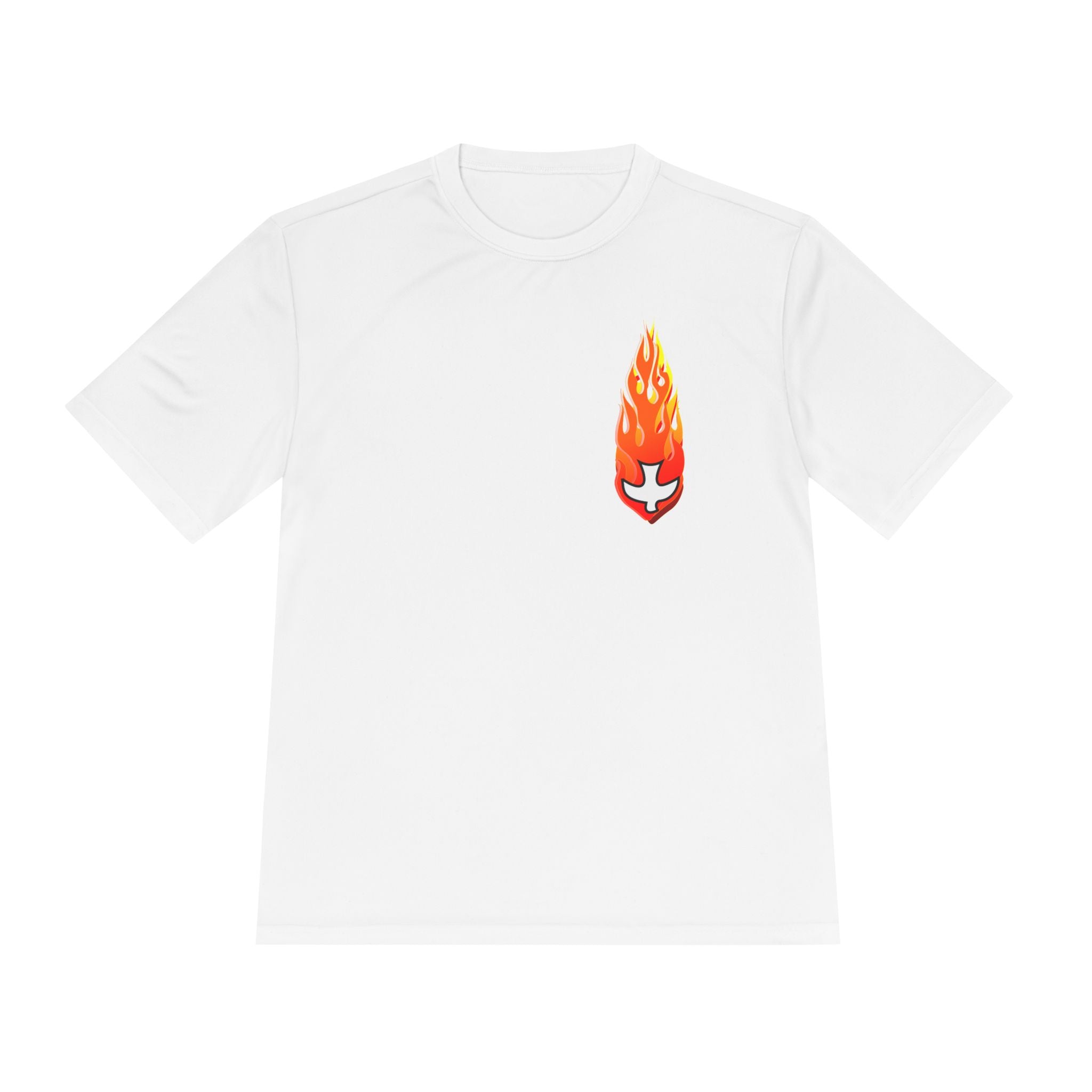 Performance Athletic T Shirt -- Christian Theme -- Holy Spirit Dove, Flame