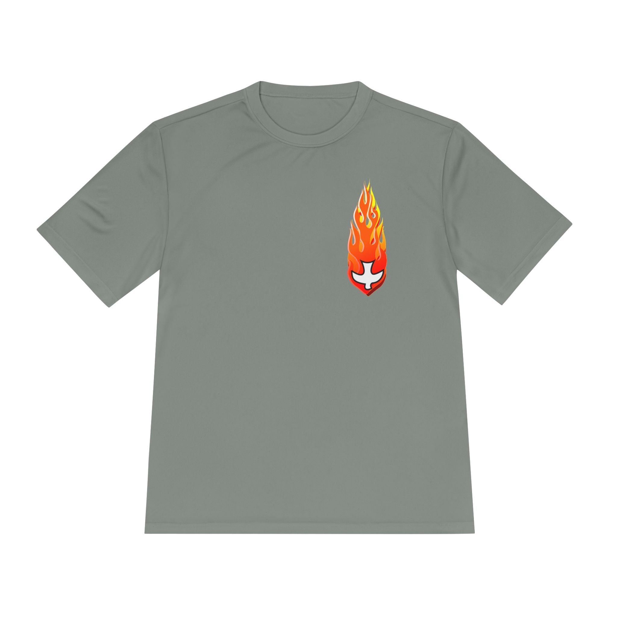 Performance Athletic T Shirt -- Christian Theme -- Holy Spirit Dove, Flame