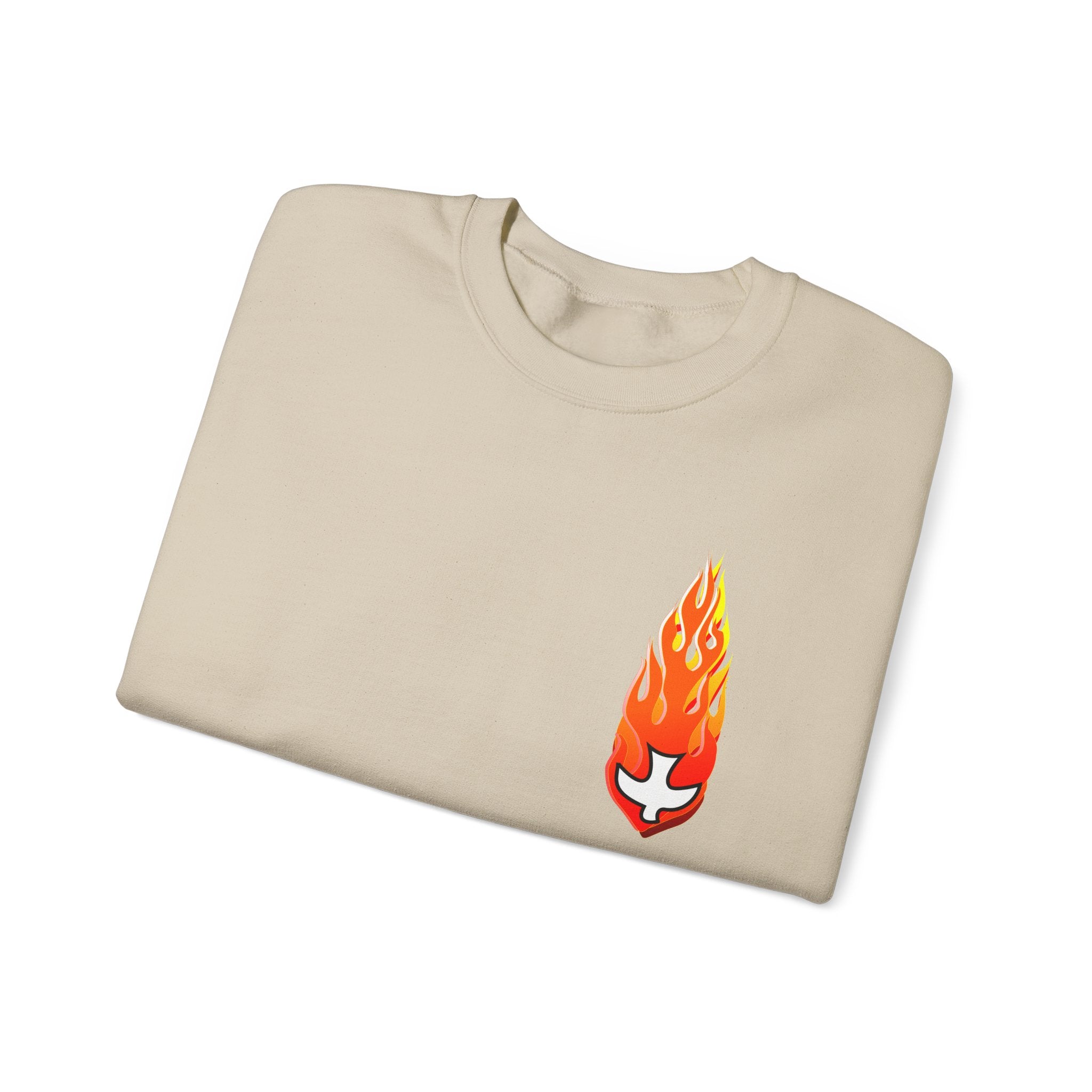 Crewneck Sweatshirt -- Christian Theme -- Holy Spirit Dove Flame