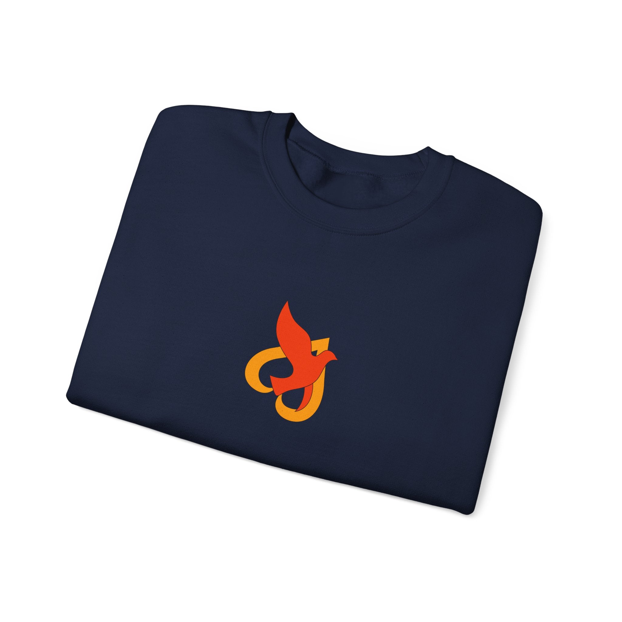 Crewneck Sweatshirt -- Christian Theme -- Holy Spirit Dove Heart Flame