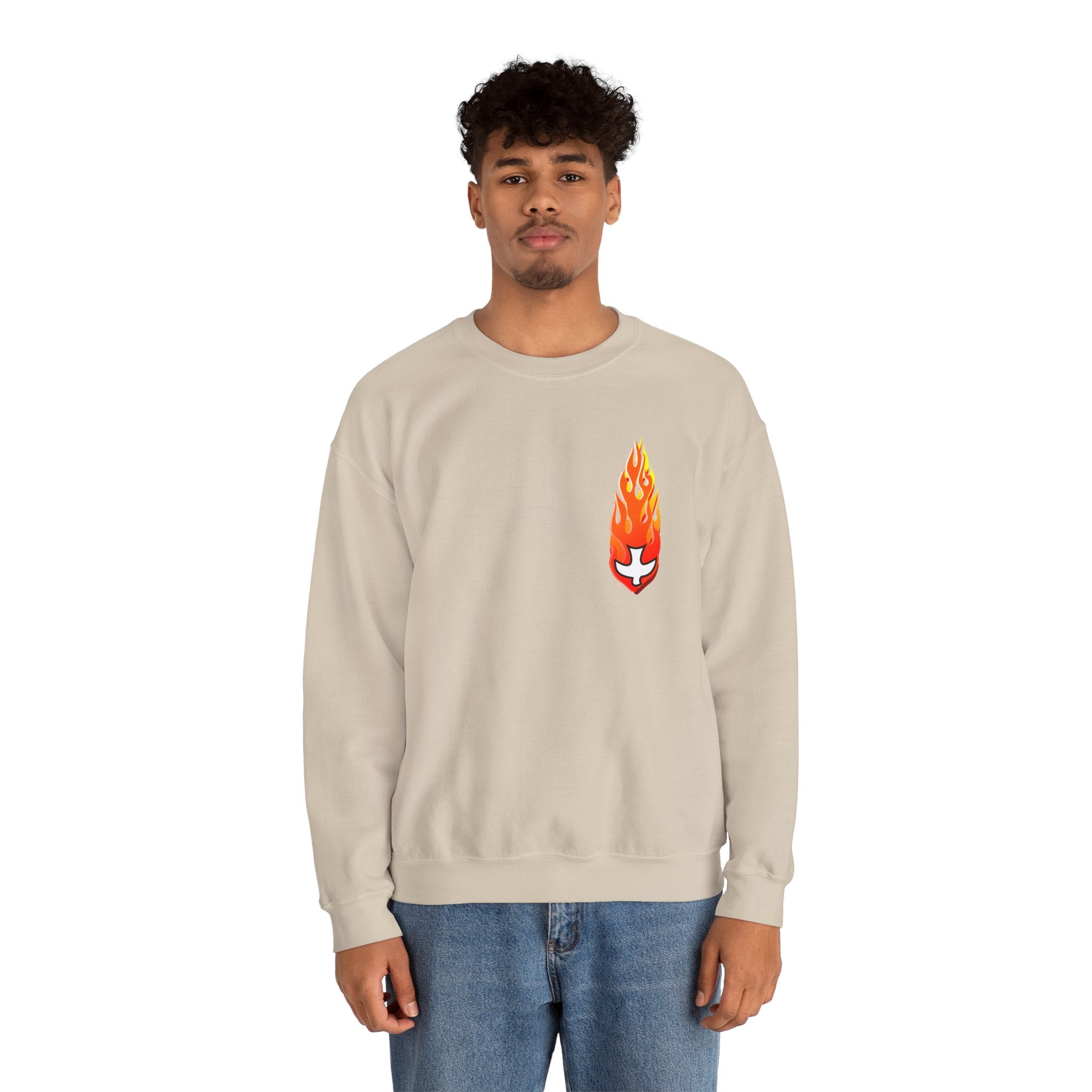 Crewneck Sweatshirt -- Christian Theme -- Holy Spirit Dove Flame