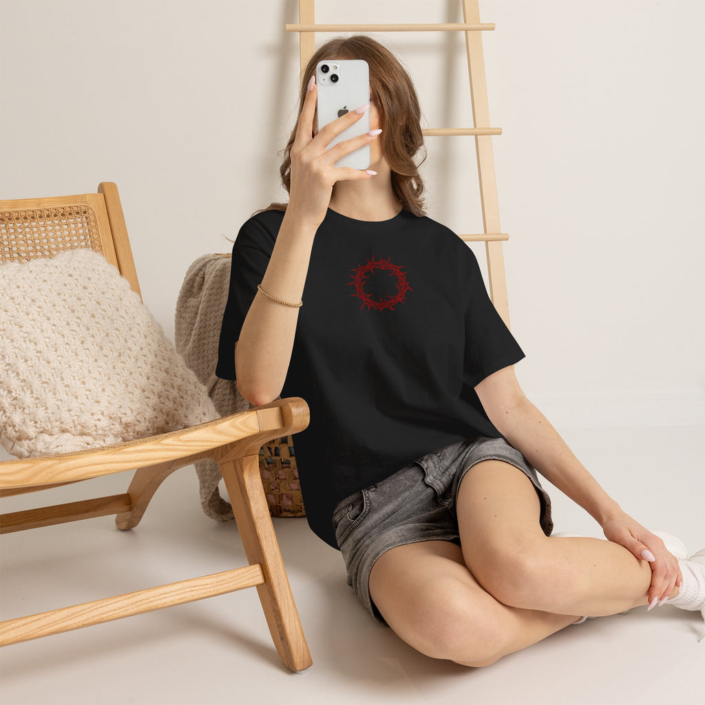 Heavy Cotton T-Shirt -- Christian Theme -- Crown of Thorns (Red)