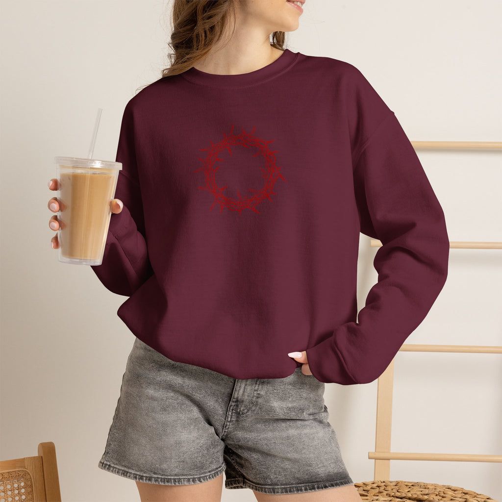 Crewneck Sweatshirt -- Christian Theme -- Crown of Thorns (Red)