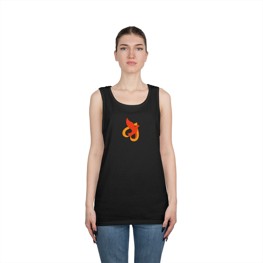 Heavy Cotton Tank Top -- Christian Theme -- Holy Spirit Dove Heart Flame