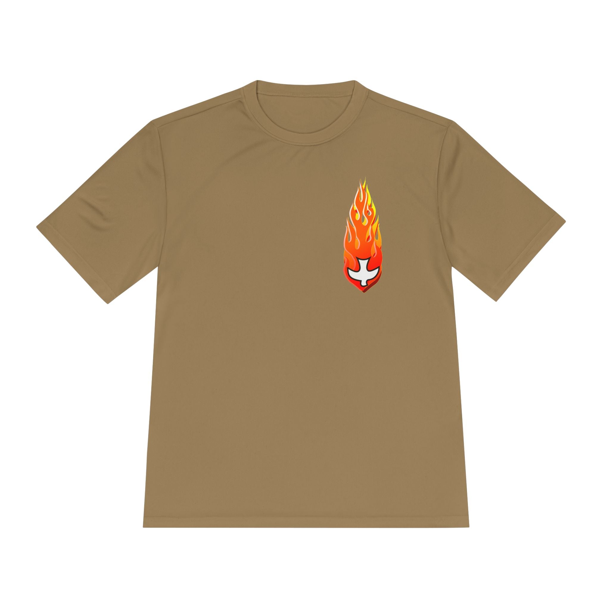 Performance Athletic T Shirt -- Christian Theme -- Holy Spirit Dove, Flame
