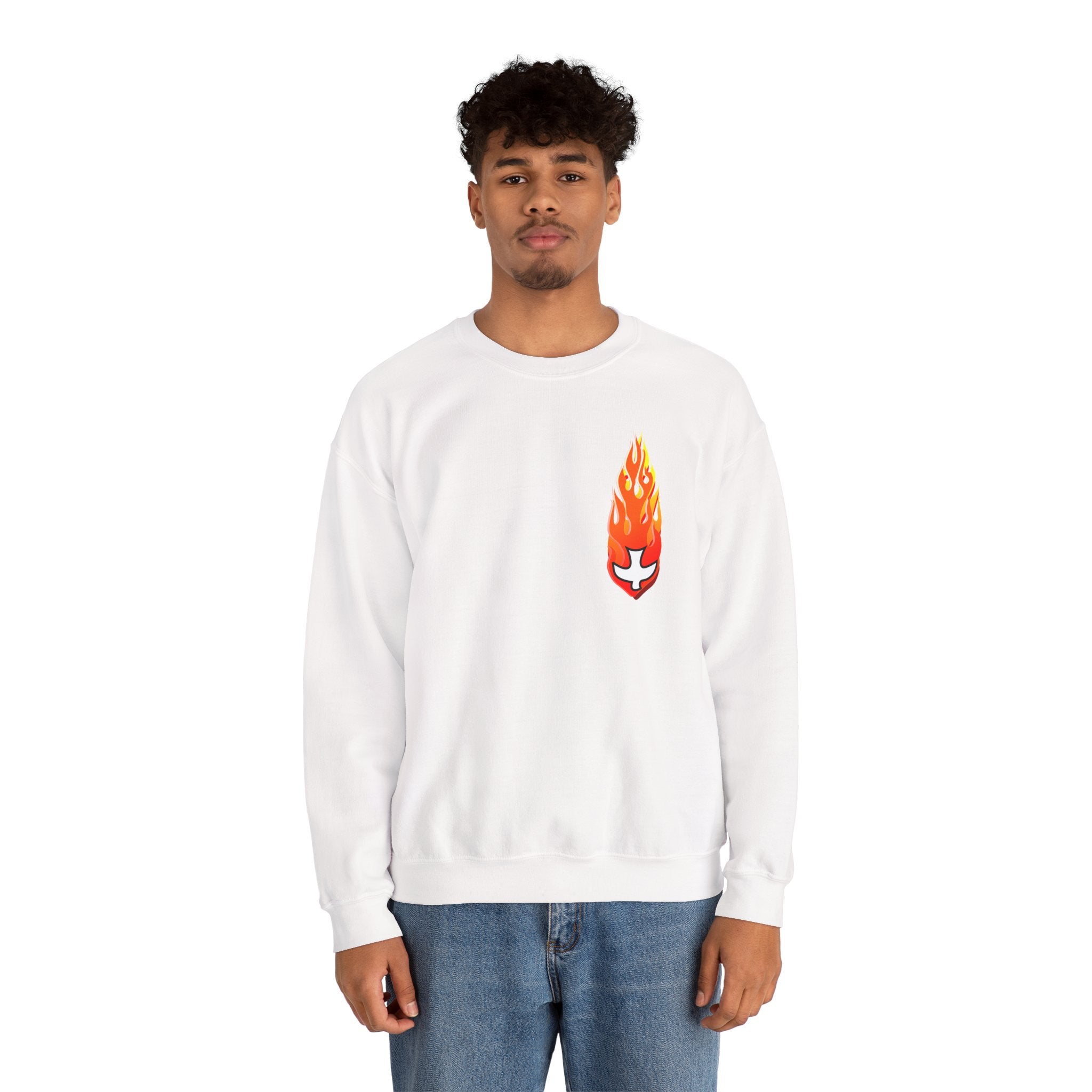 Crewneck Sweatshirt -- Christian Theme -- Holy Spirit Dove Flame