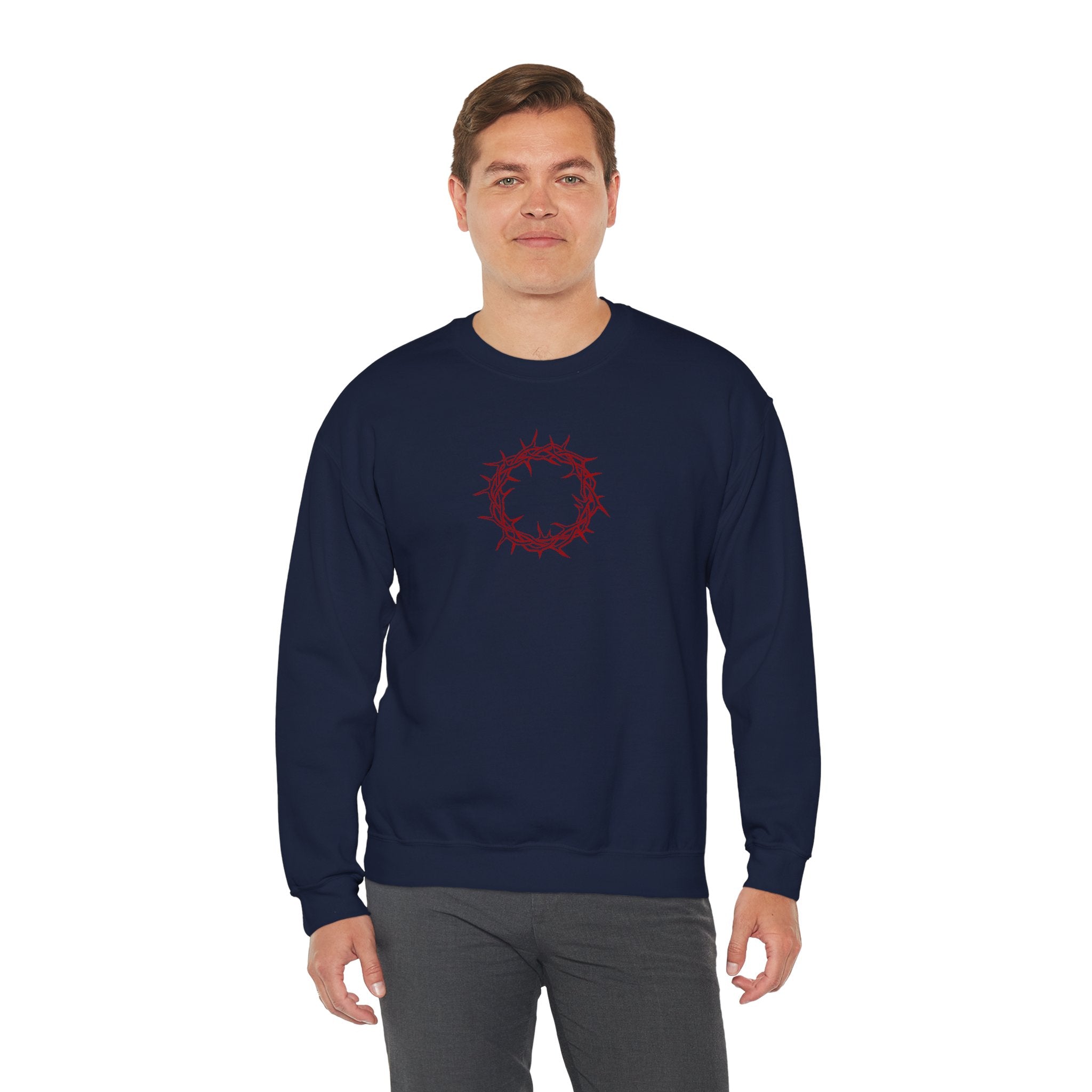 Crewneck Sweatshirt -- Christian Theme -- Crown of Thorns (Red)