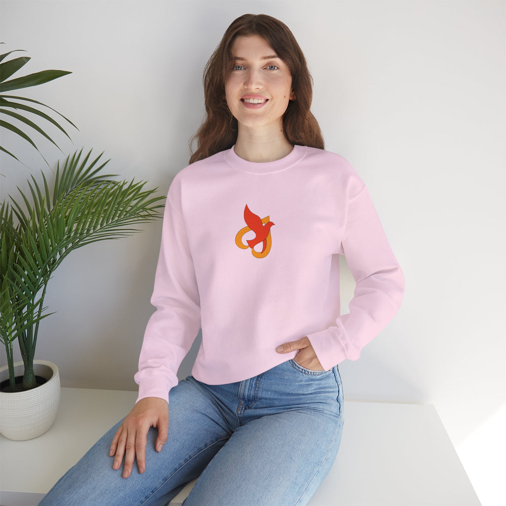 Crewneck Sweatshirt -- Christian Theme -- Holy Spirit Dove Heart Flame