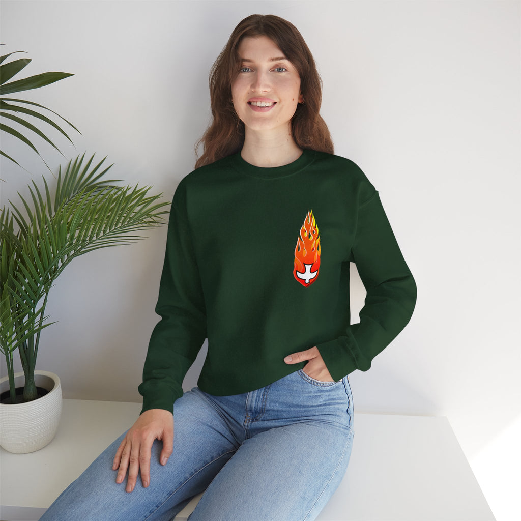 Crewneck Sweatshirt -- Christian Theme -- Holy Spirit Dove Flame