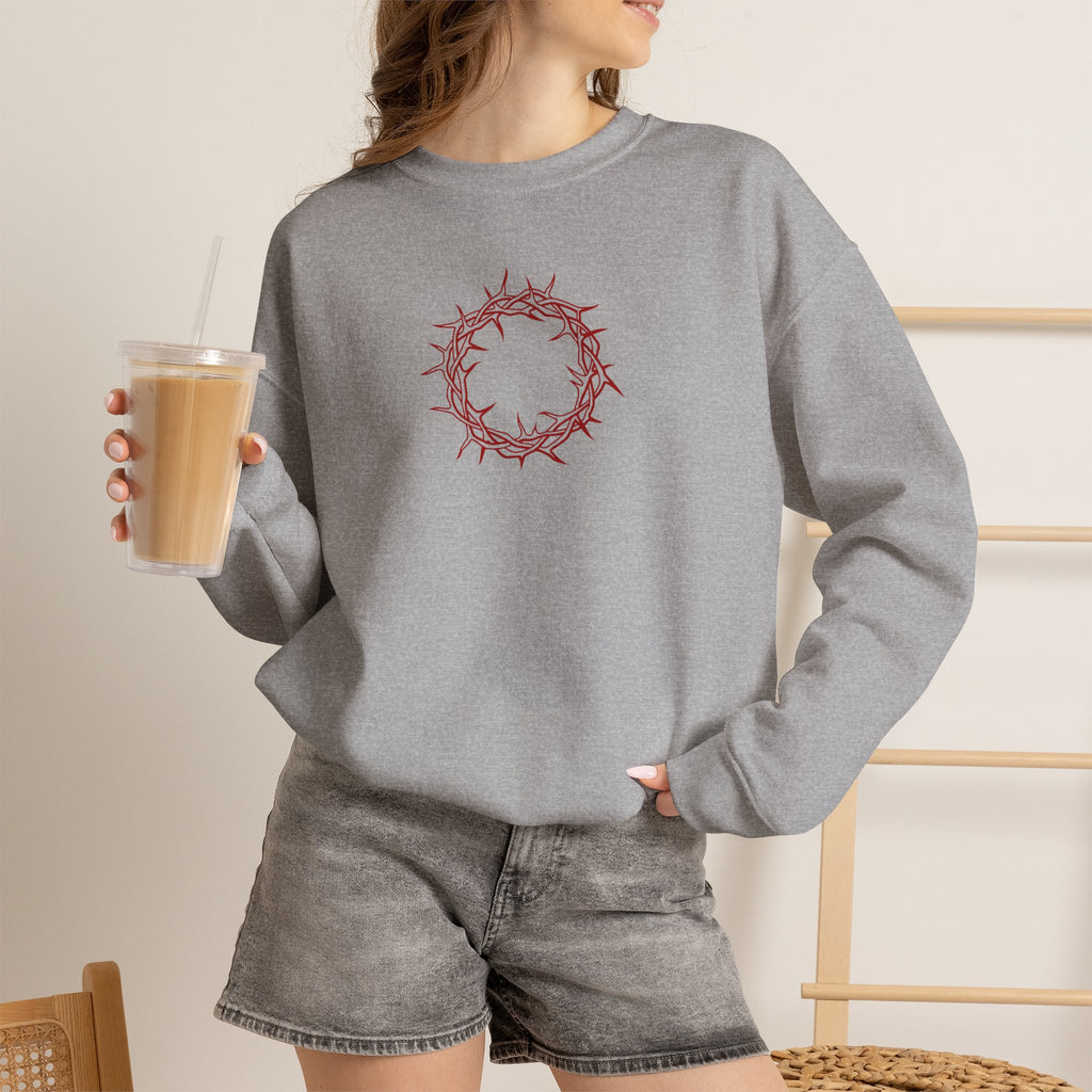 Crewneck Sweatshirt -- Christian Theme -- Crown of Thorns (Red)