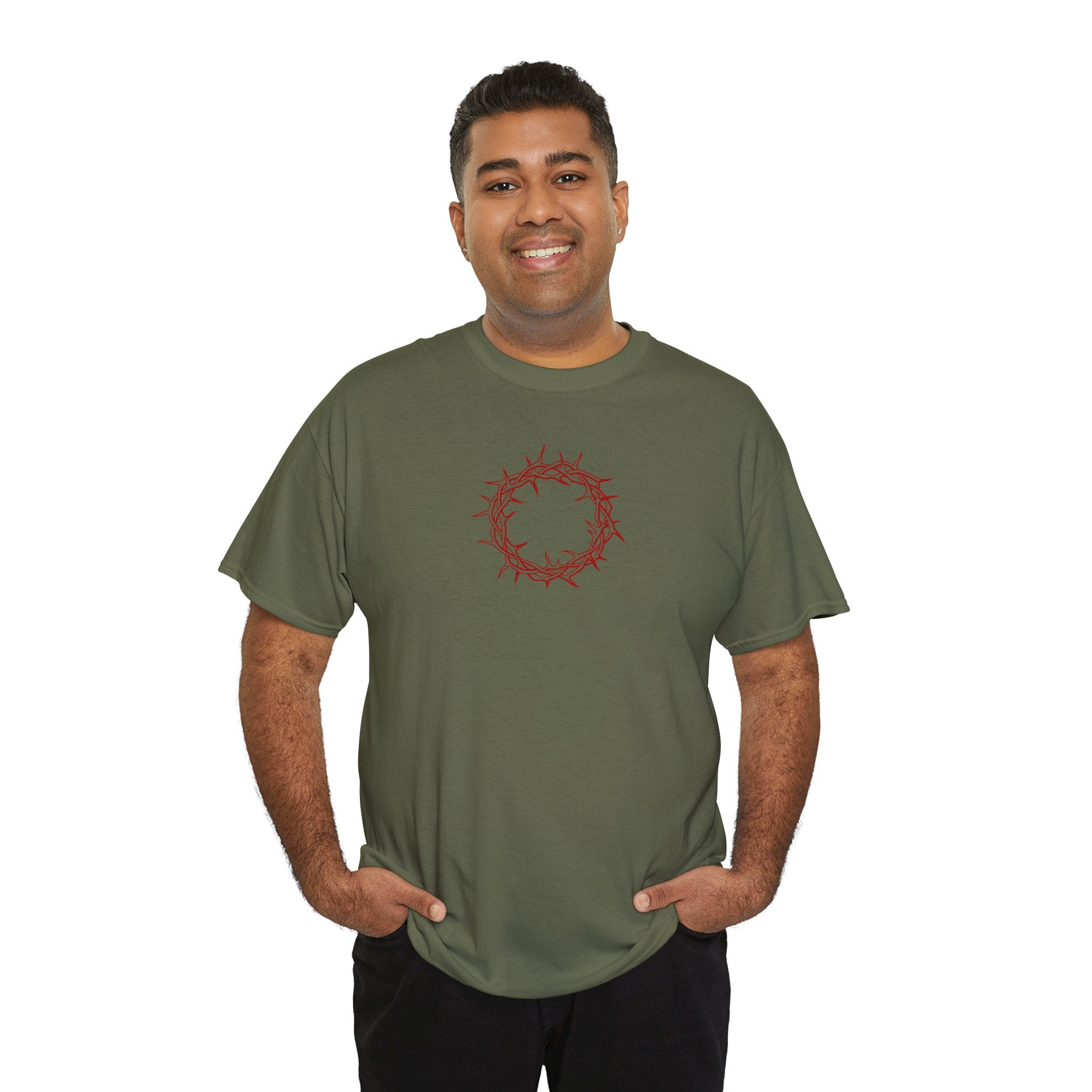 Heavy Cotton T-Shirt -- Christian Theme -- Crown of Thorns (Red)