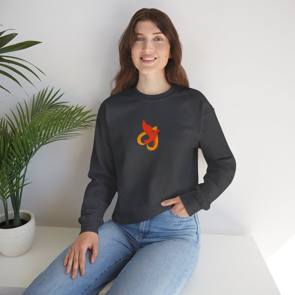 Crewneck Sweatshirt -- Christian Theme -- Holy Spirit Dove Heart Flame