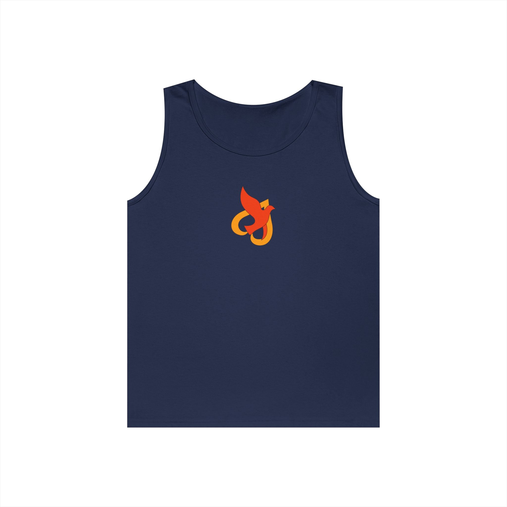Heavy Cotton Tank Top -- Christian Theme -- Holy Spirit Dove Heart Flame