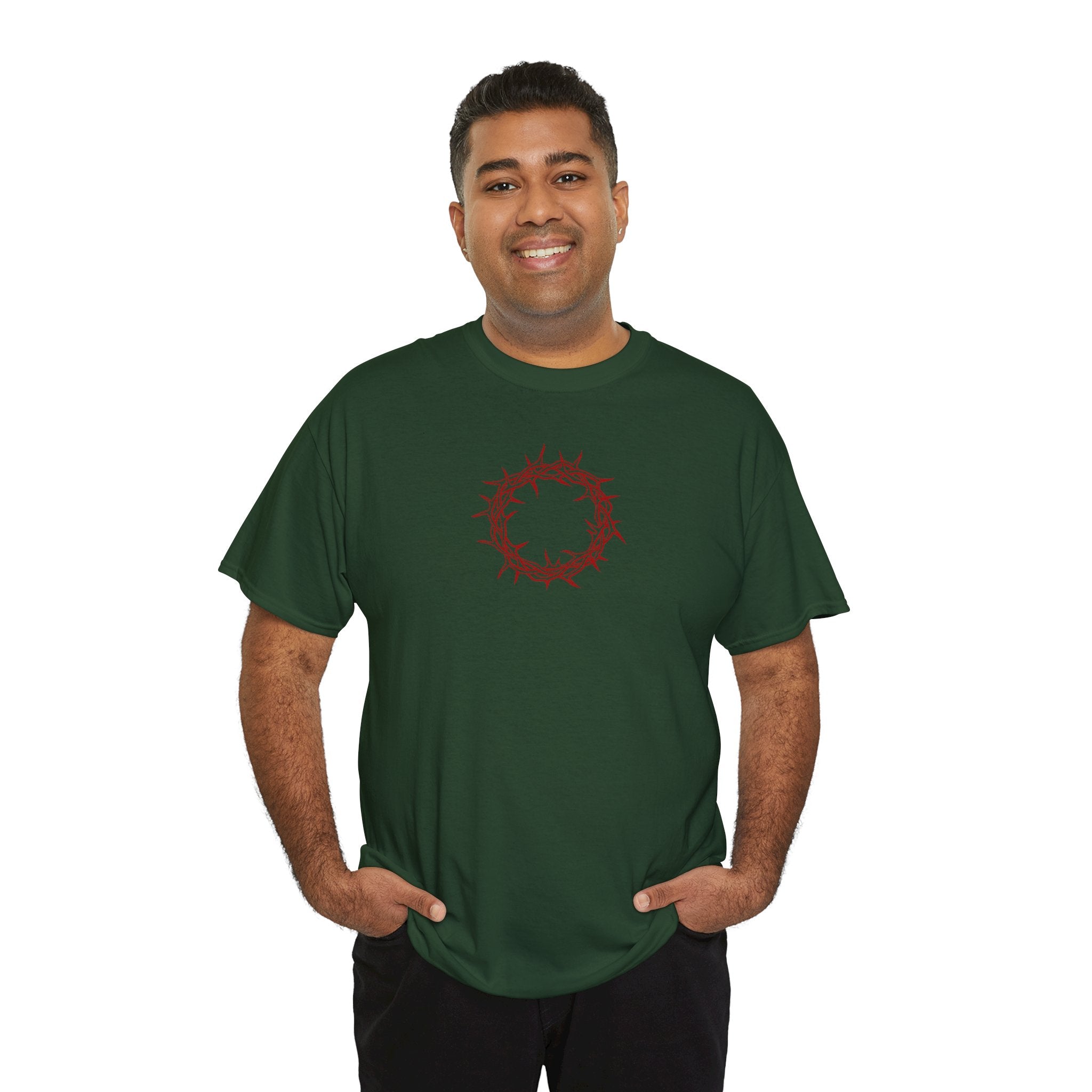 Heavy Cotton T-Shirt -- Christian Theme -- Crown of Thorns (Red)