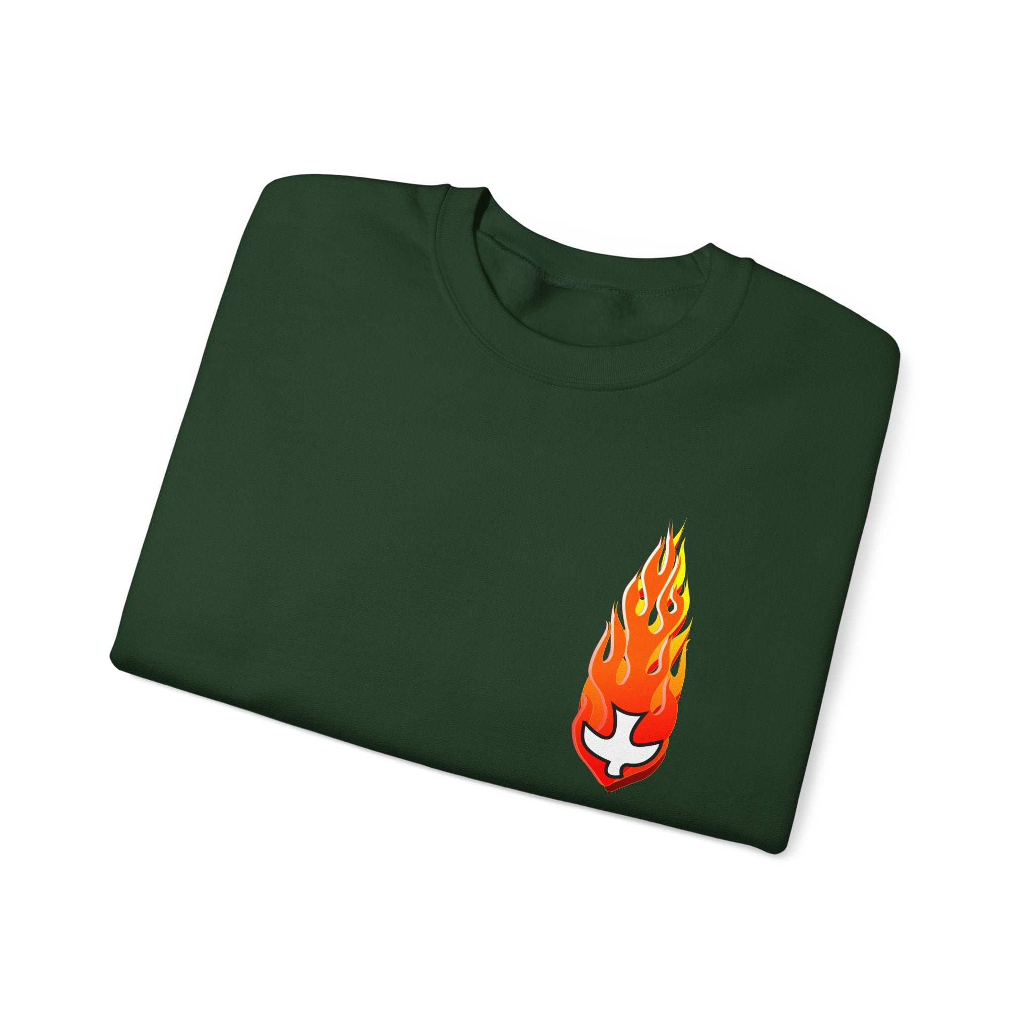 Crewneck Sweatshirt -- Christian Theme -- Holy Spirit Dove Flame