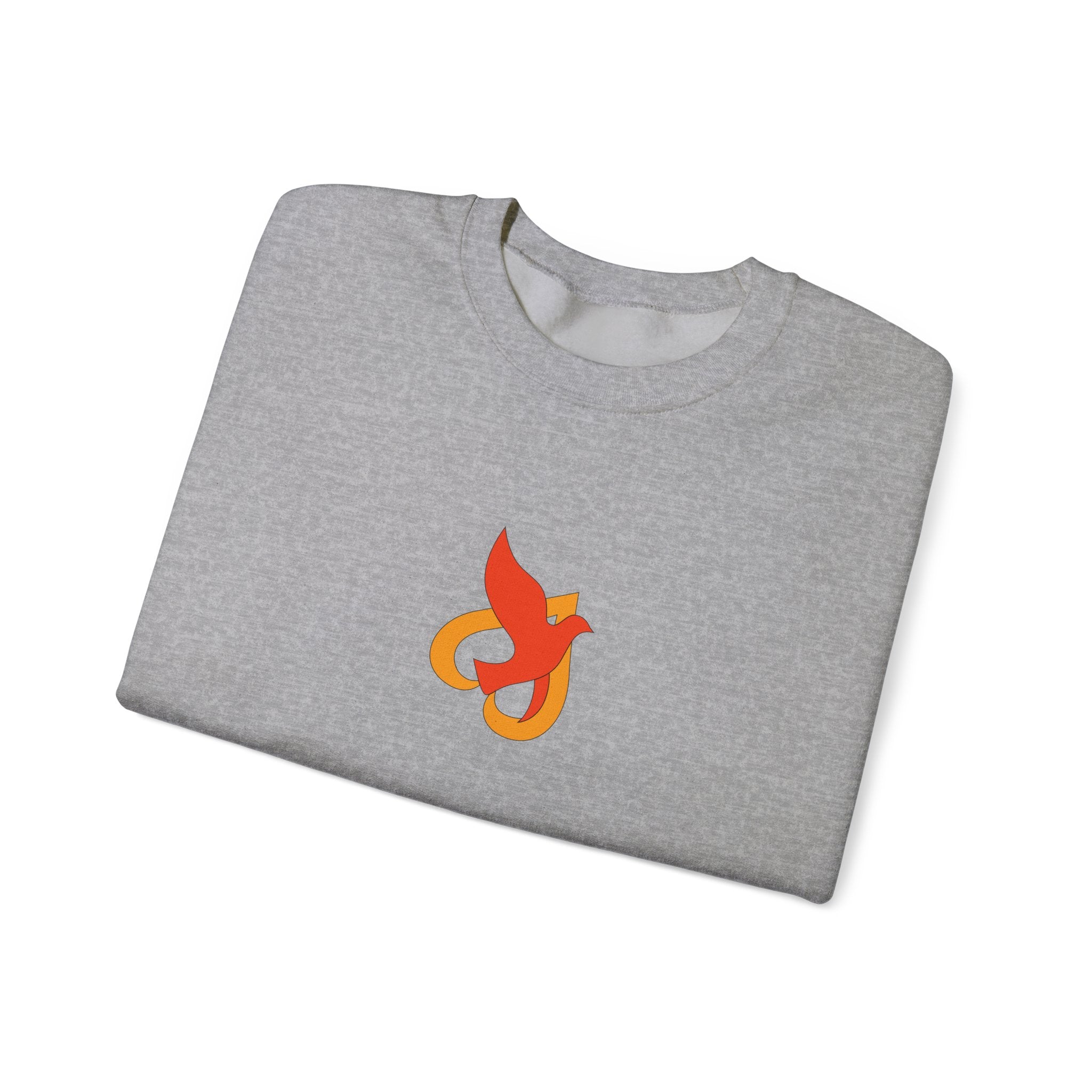 Crewneck Sweatshirt -- Christian Theme -- Holy Spirit Dove Heart Flame