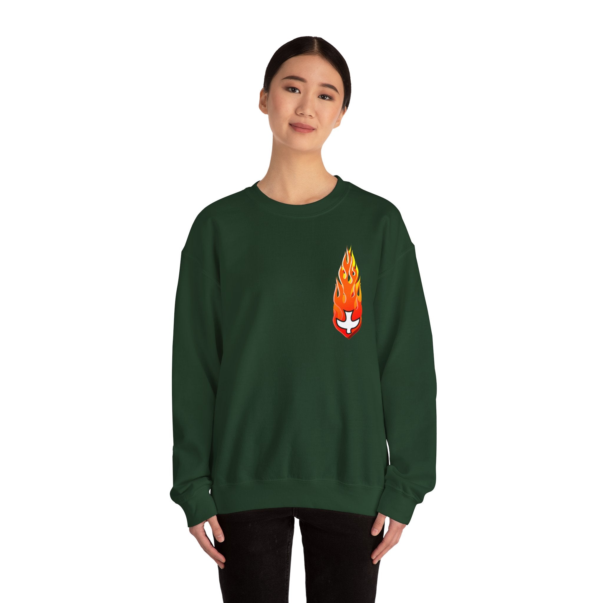 Crewneck Sweatshirt -- Christian Theme -- Holy Spirit Dove Flame